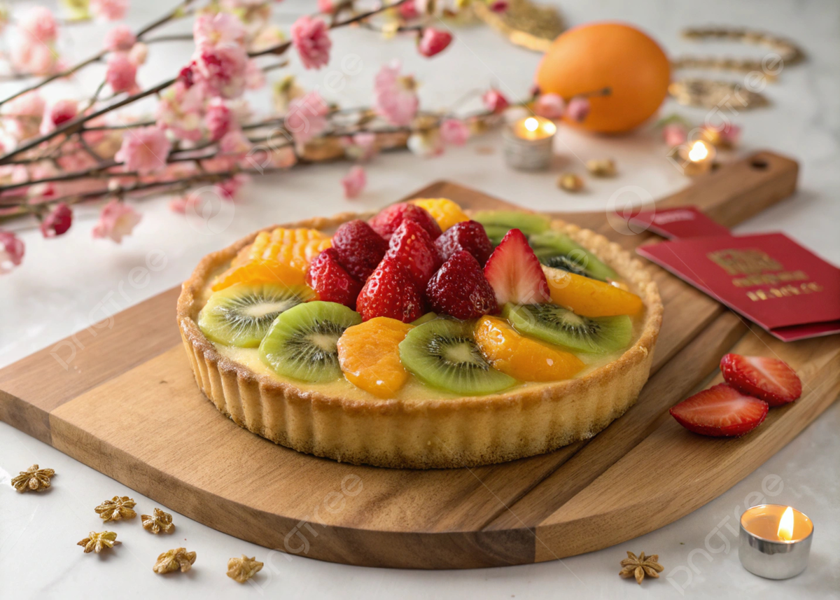 1200x857 A Vibrant Fruit Tart With Golden Crust Fresh Fruits And Charming Floral Arrangement In Warm Rustic Setting, Fruit Tart, Golden Brown Crust, Kiwi Background Image And Wallpaper for Free Download