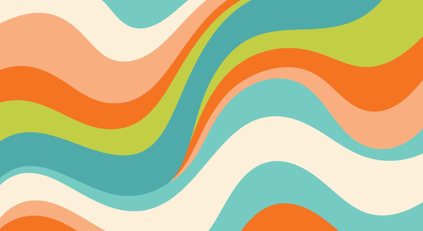 1797x980 Retro style wavy stripes create a vibrant and colorful background design