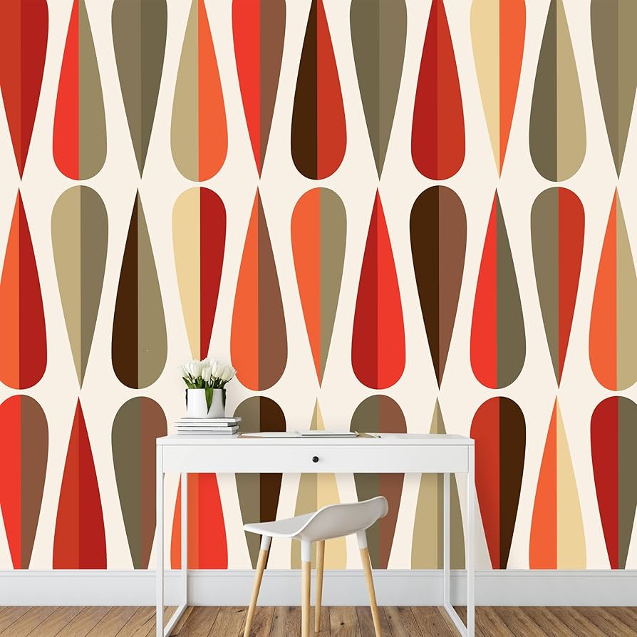 894x894 Wall26 Century Modern Style Retro Seamless Pattern With Drop Shapes In Various Color Tones Wall Mural Self Adhesive Large Wallpaper