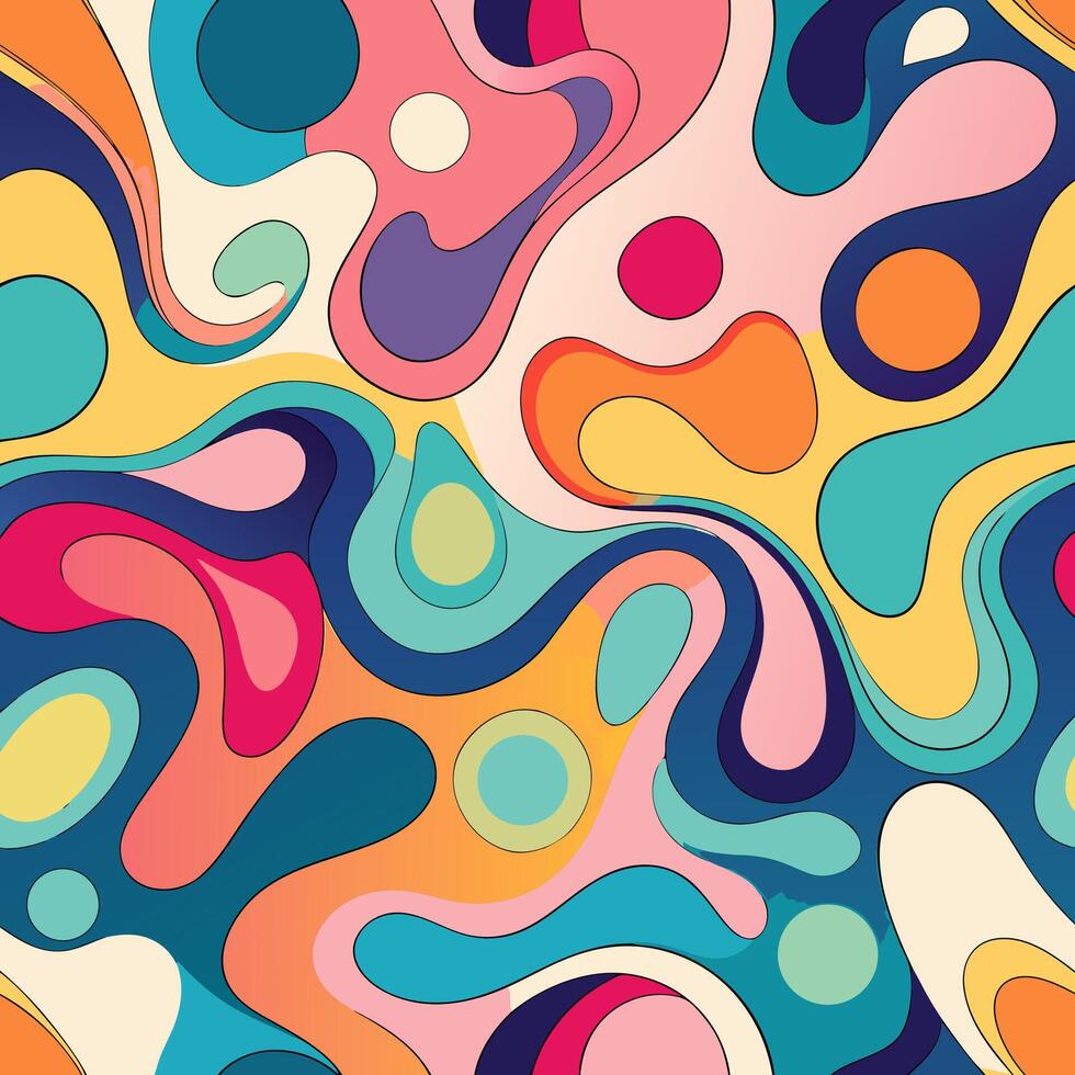 980x980 Abstract colorful swirls organic shapes retro modern design background wallpaper