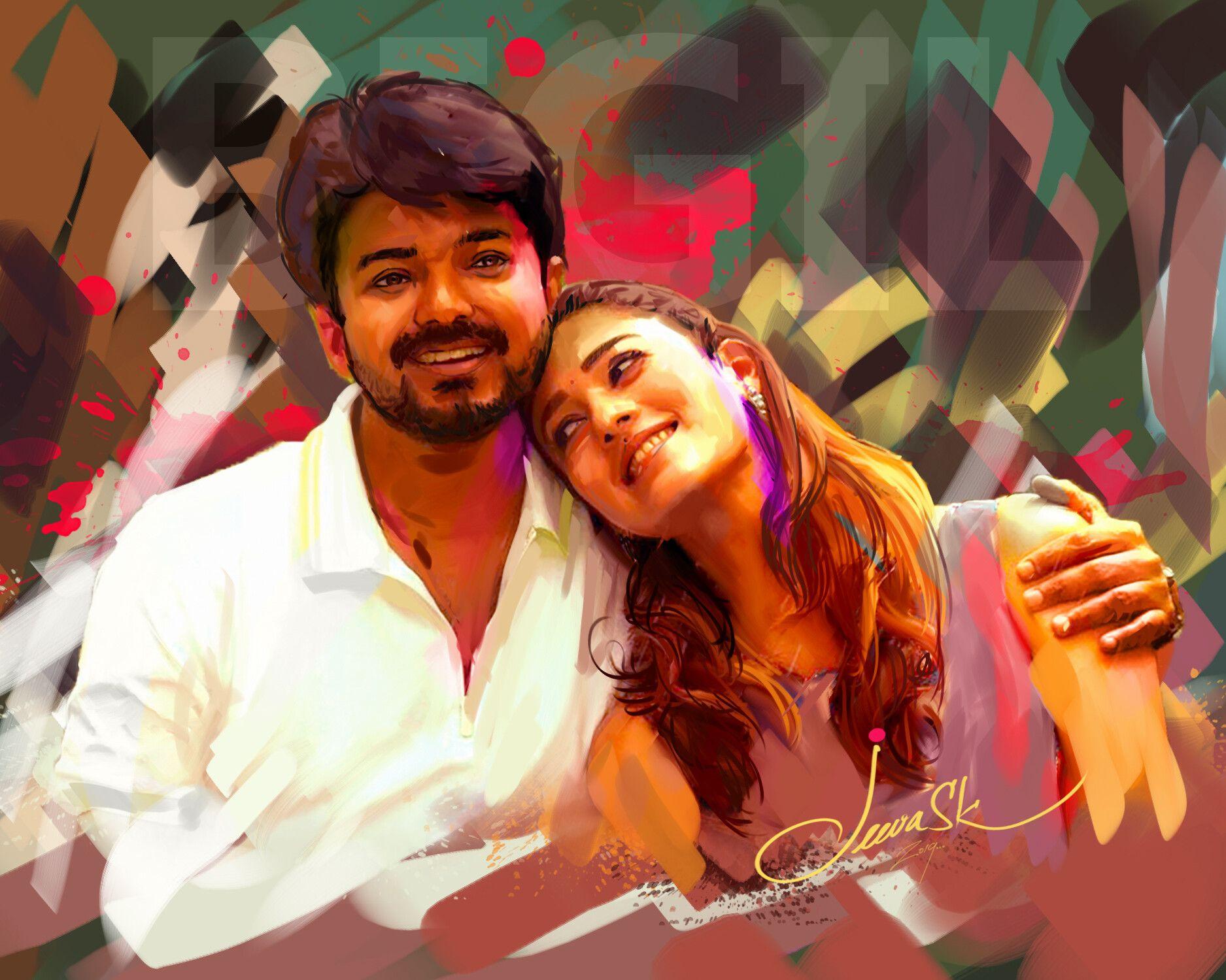 1875x1500 Bigil Vijay and nayathara lovely pair, Jeeva Artist