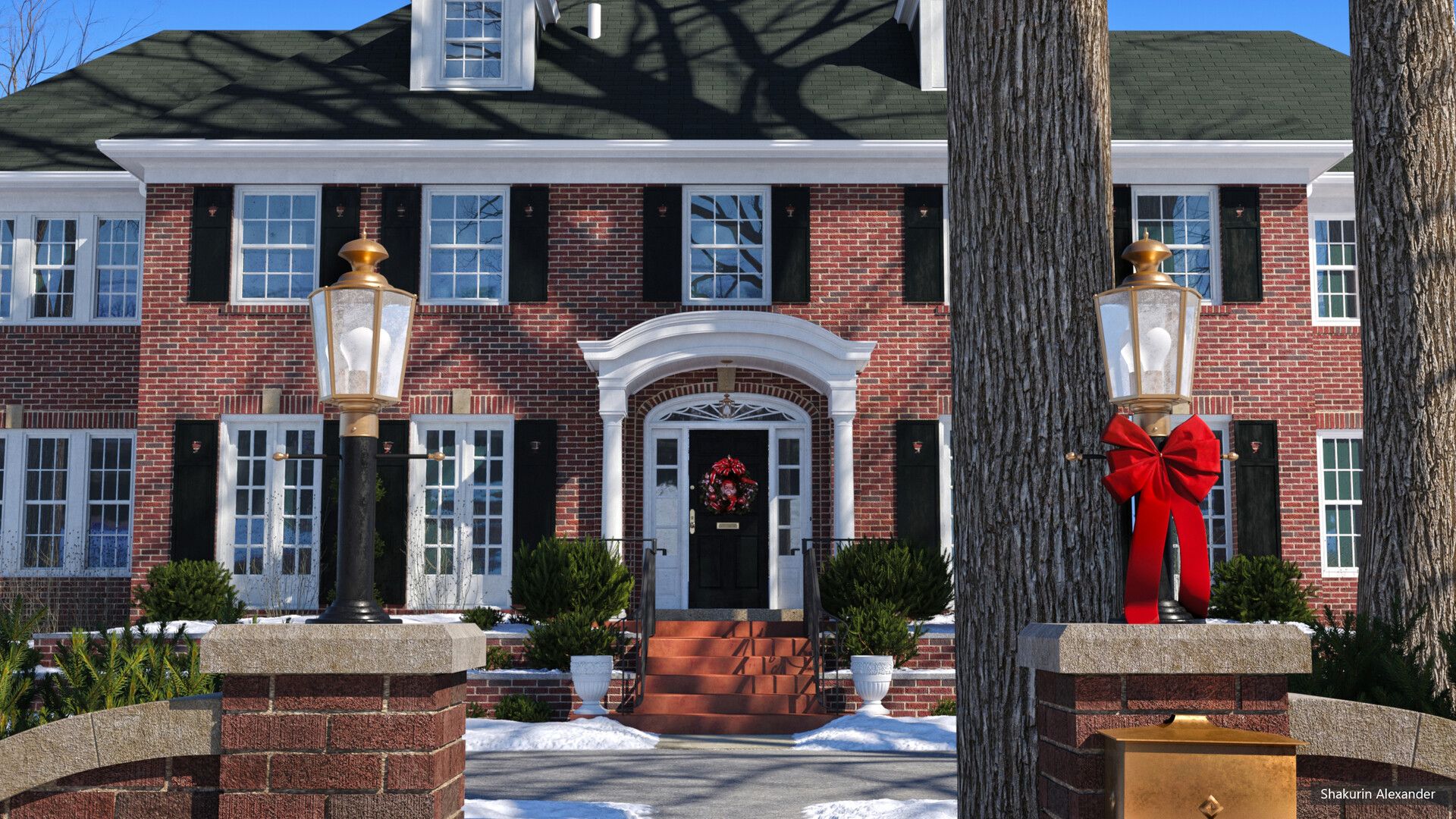 1920x1080 Alexander Shakurin Home Alone house winter render