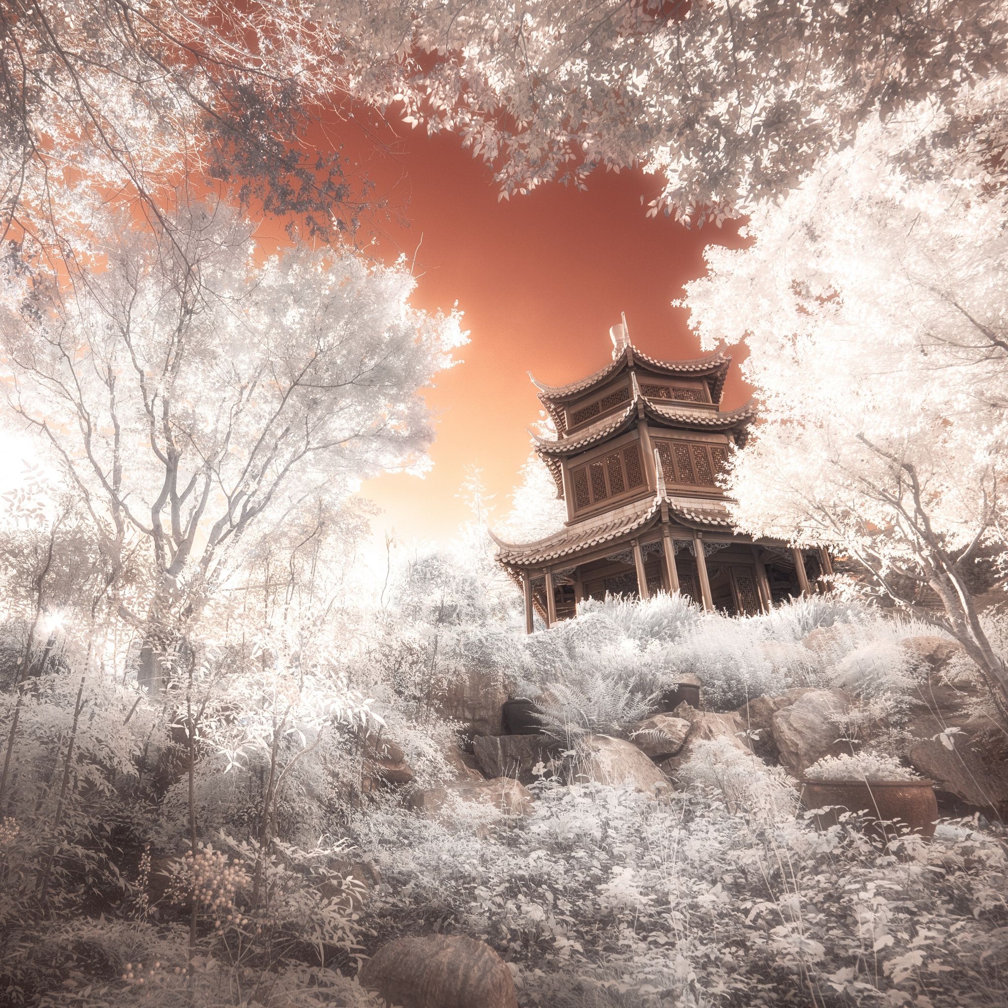 2048x2048 Pagoda Wallpaper 4K, Temple, Ancient architecture