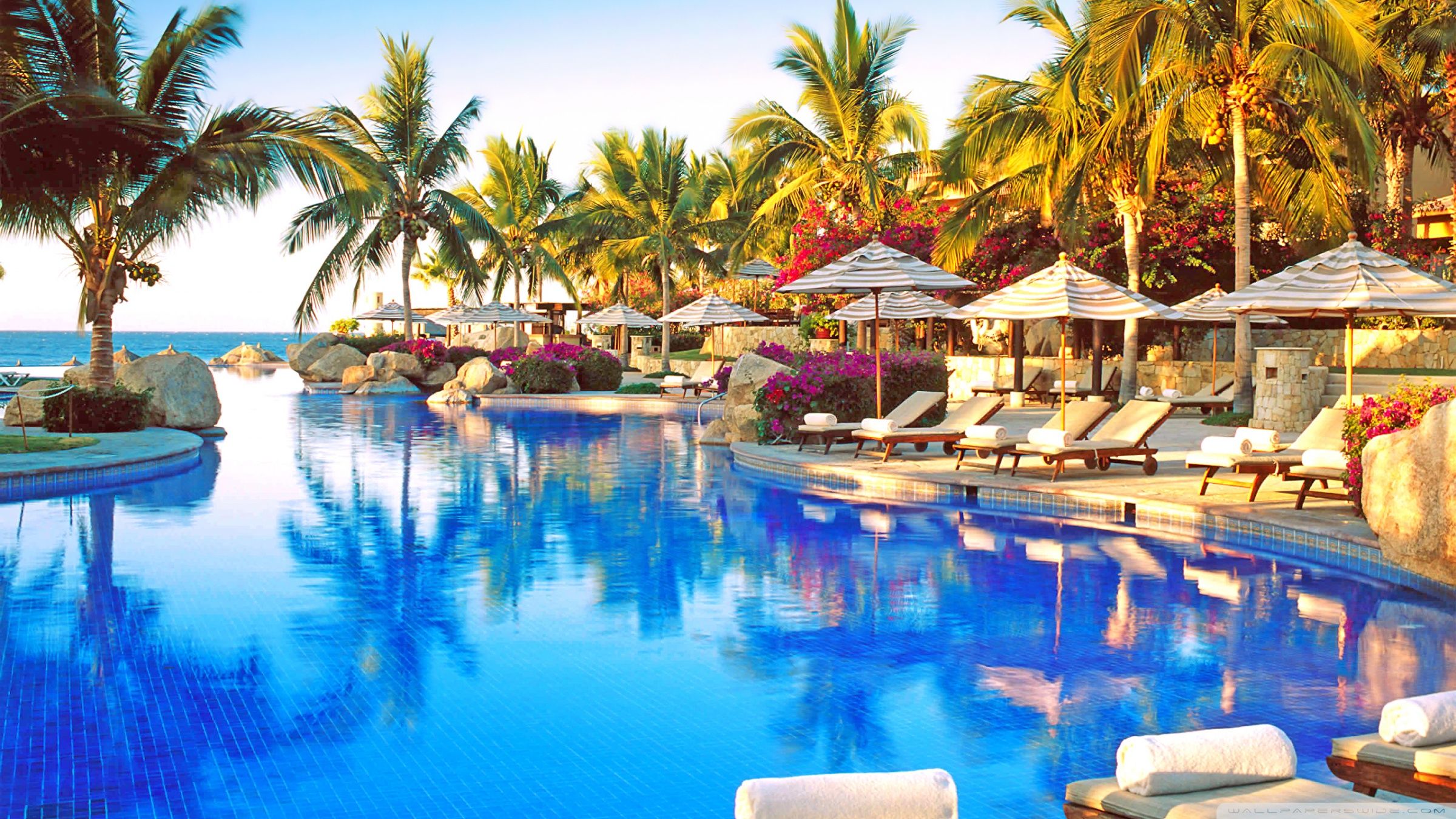 2400x1350 Beautiful Tropical Resort Pool 4K UHD Wallpaper for UltraHD Desktop and TV : Widescreen and UltraWide Display : Dual Monitor : Smartphone and Tablet Devices