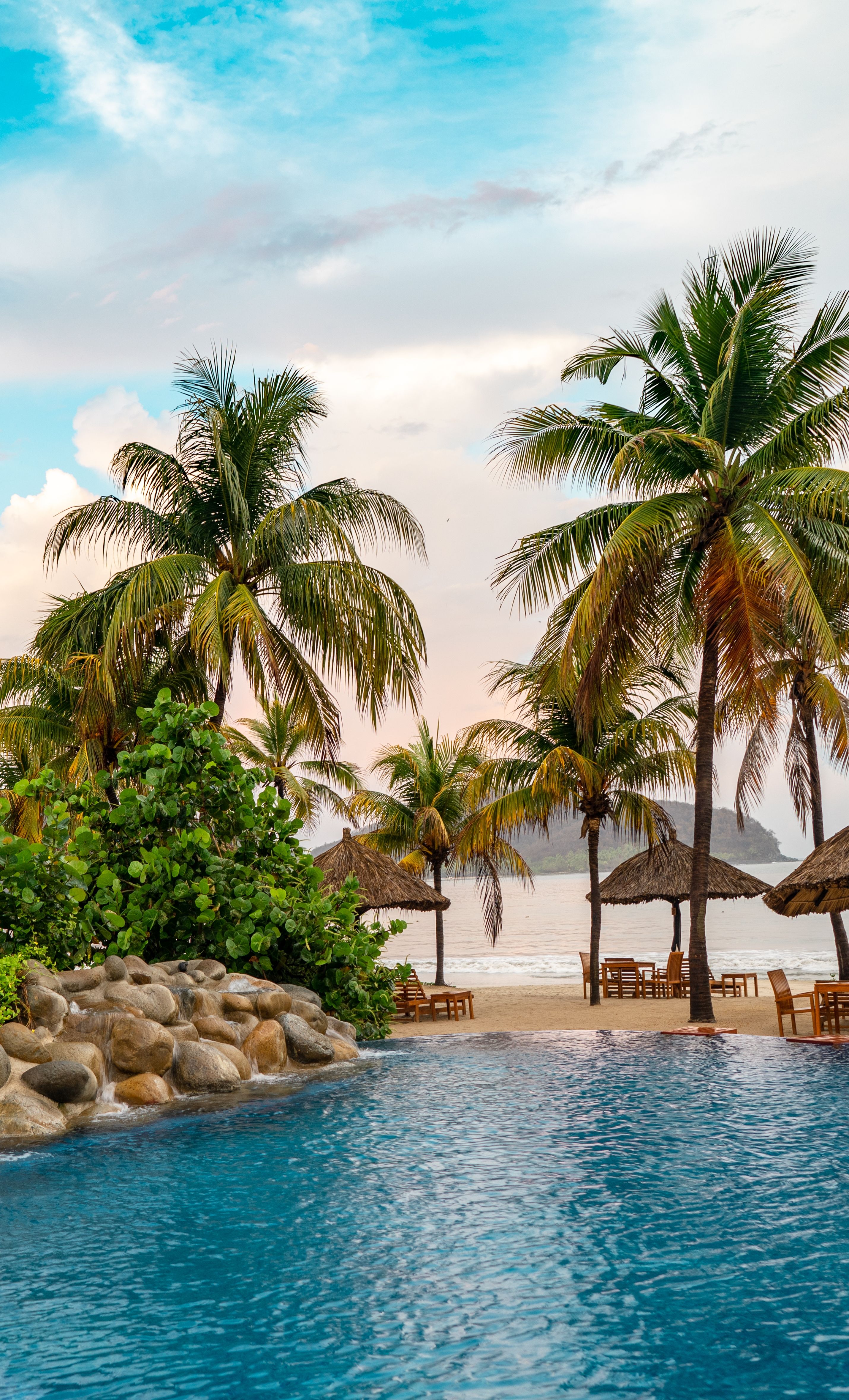 2860x4710 Wallpaper Swimming Pool, Water, Palms, Plant, Sea, Background Free Image