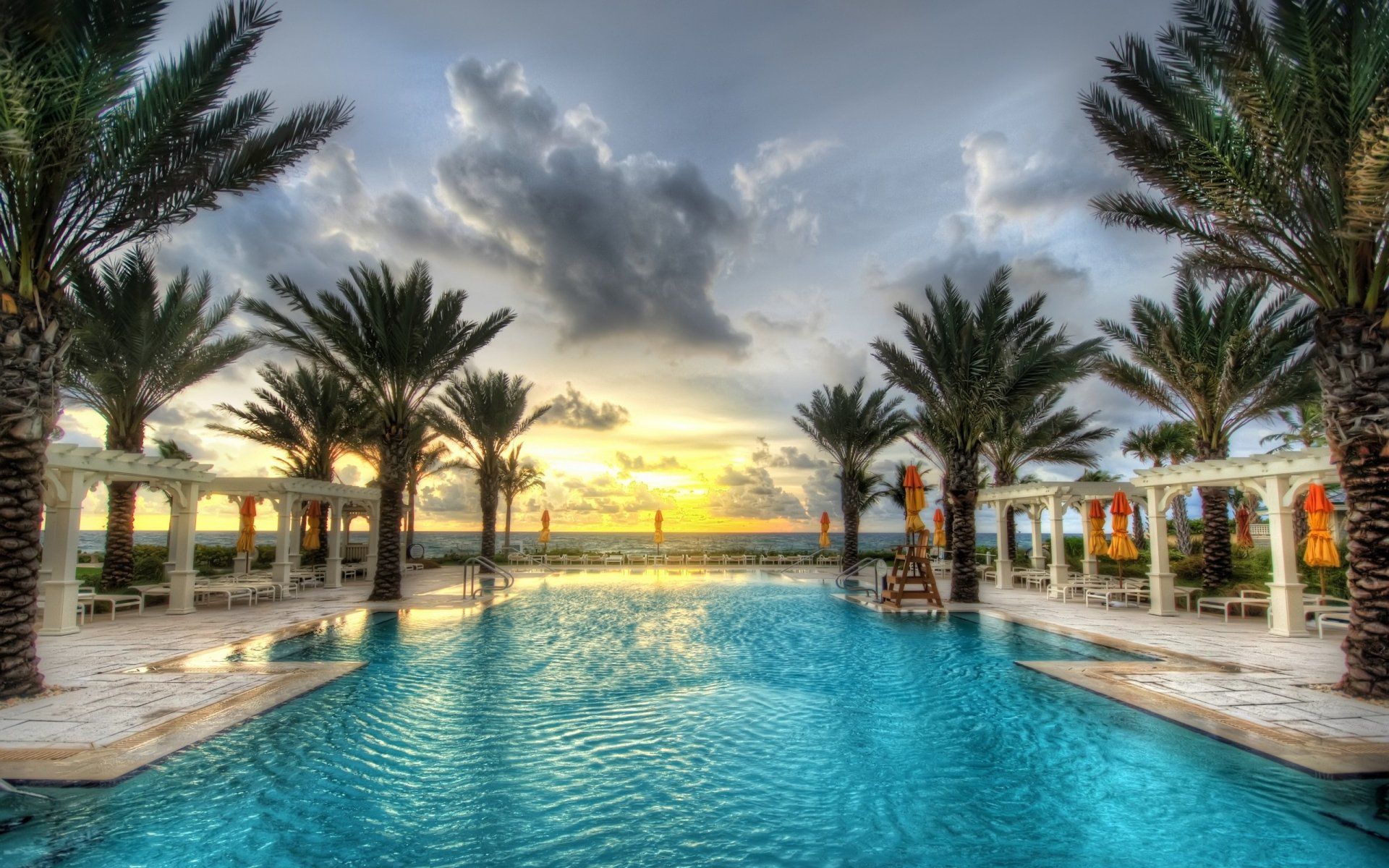1920x1200 Stunning Sunset At The Tropical Man Made Pool
