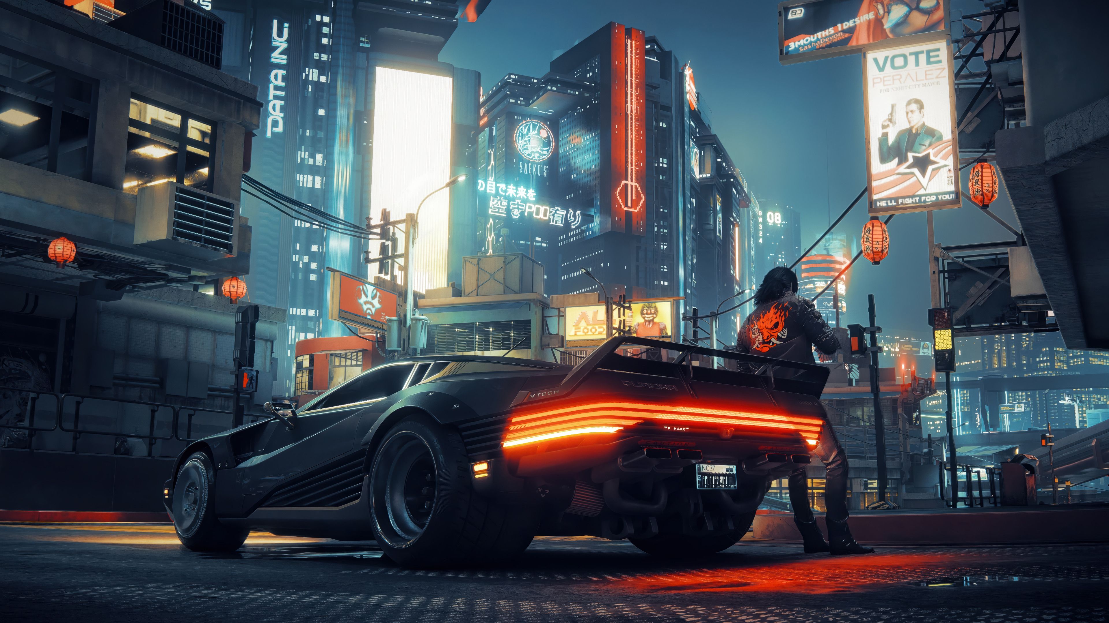 3840x2160 Cyberpunk 2077 City Car Wallpaper 4K HD PC