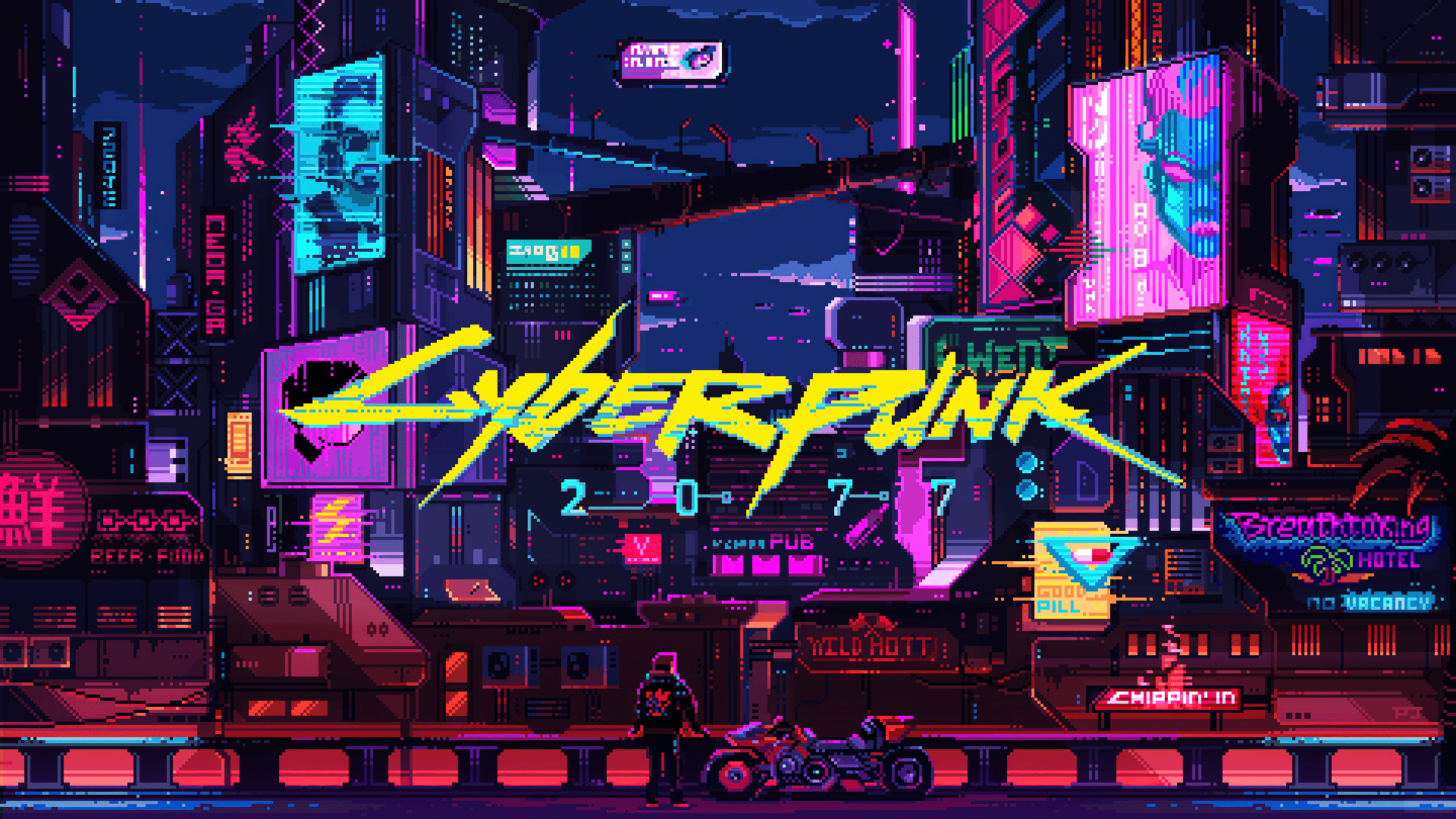 1920x1080 Cyberpunk 2077 Wallpaper 4K, Retro, Artwork, Pixel art