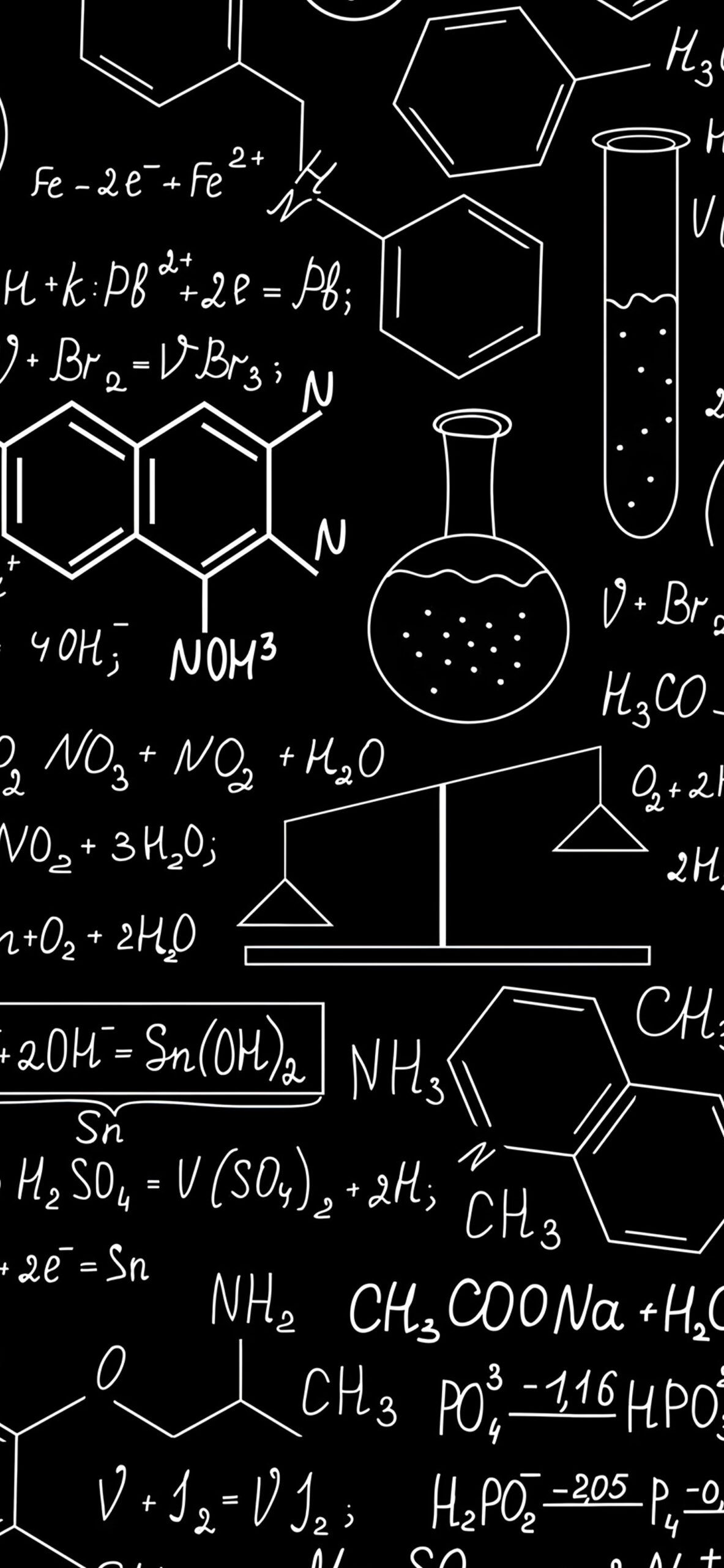 1183x2560 Chemistry Blackboard Equations Science Wallpaper