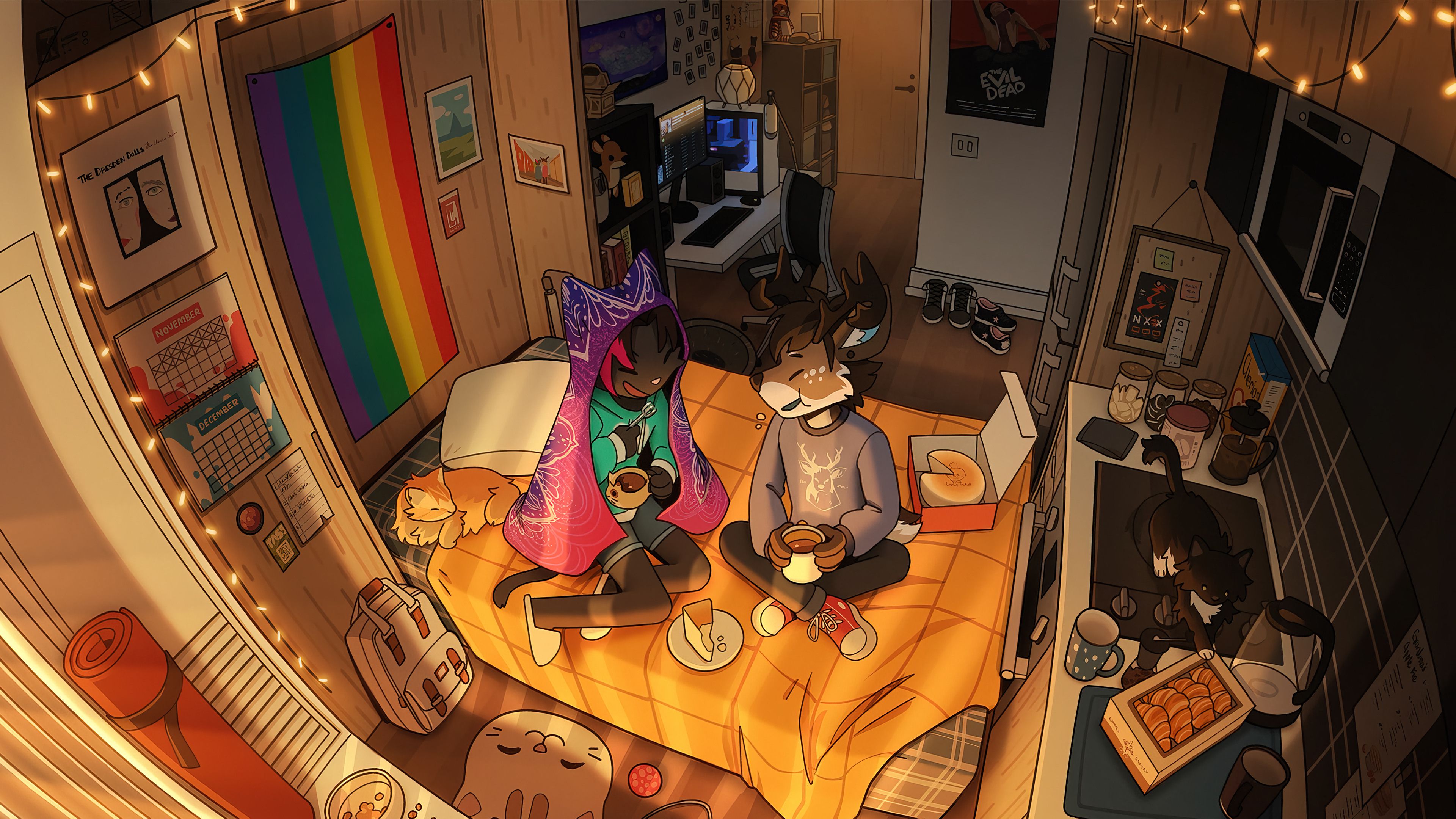 3840x2160 Lofi Bedroom Art Wallpaper 4K PC Desktop e