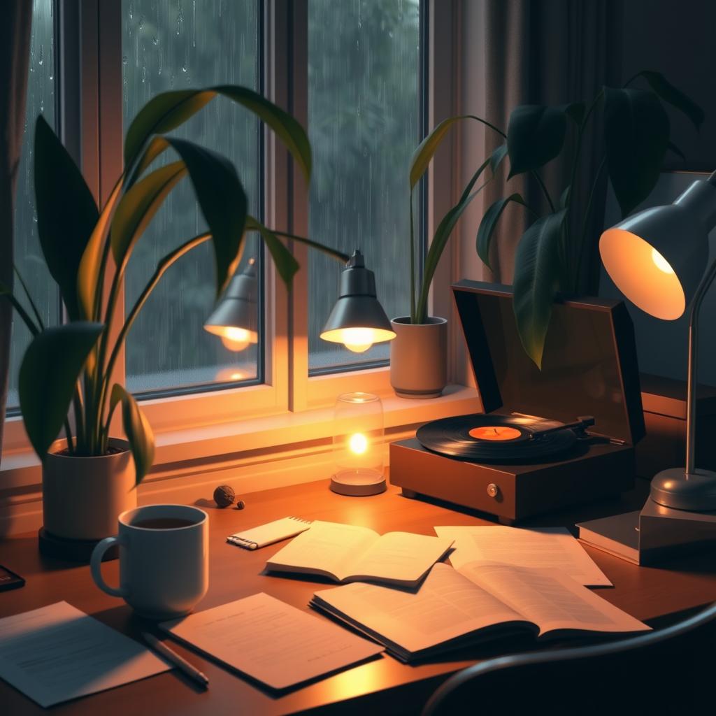 1024x1024 Chill Vibes: Cozy Lofi Study Scene