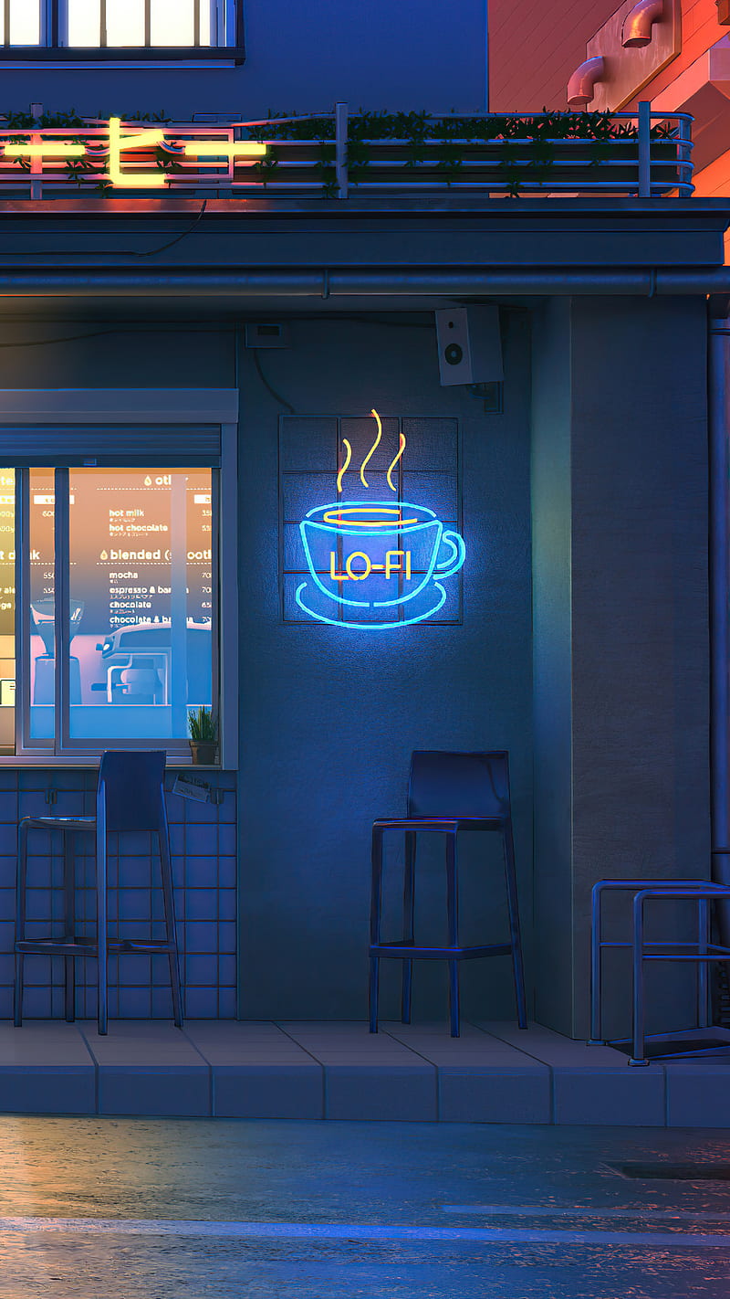 800x1422 Lofi, loficafe, neon, korean, HD phone wallpaper