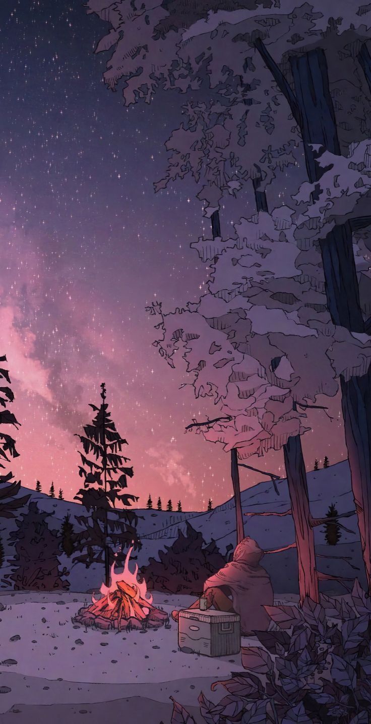 736x1436 Lofi Forest Wallpaper