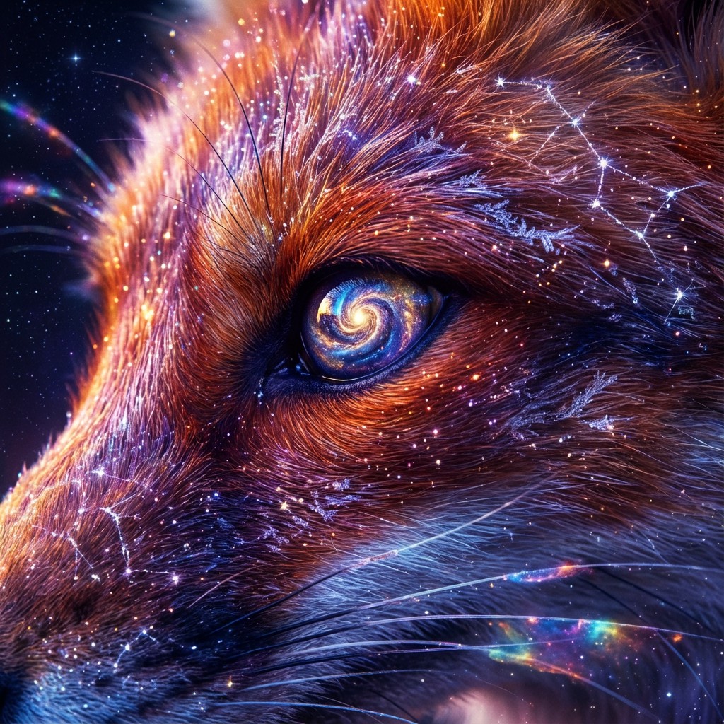 1024x1024 Download Cosmic Fox Magic Image, Eye, Galaxy