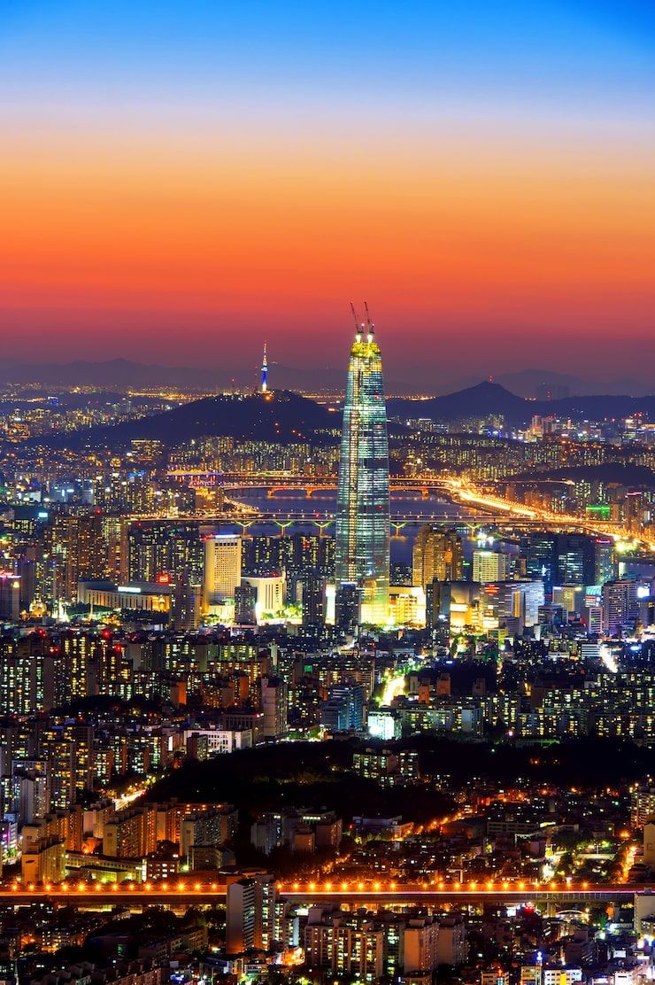 740x1112 Seoul view wallpaper Image