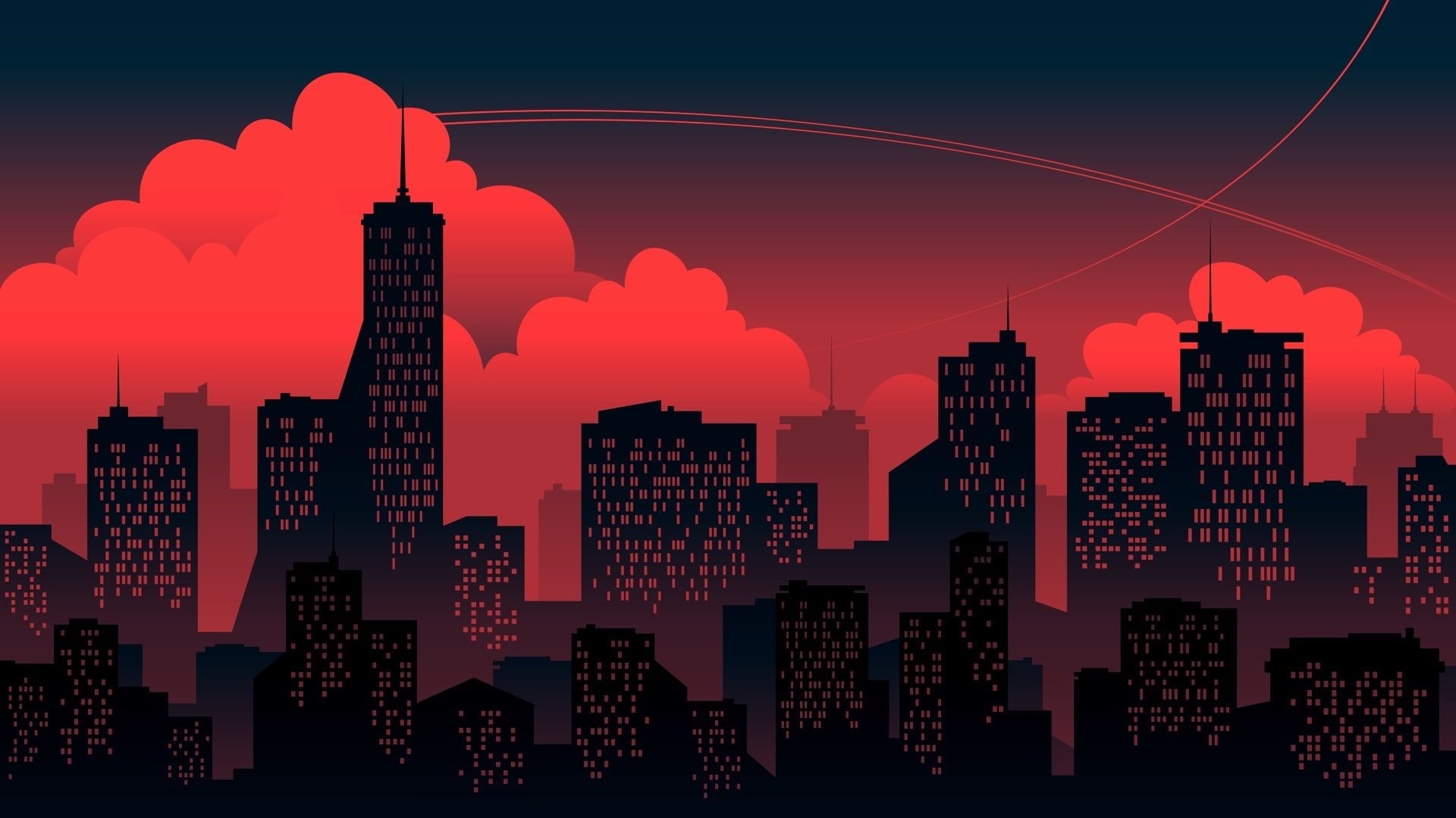 1920x1080 Red Skyline Wallpaper