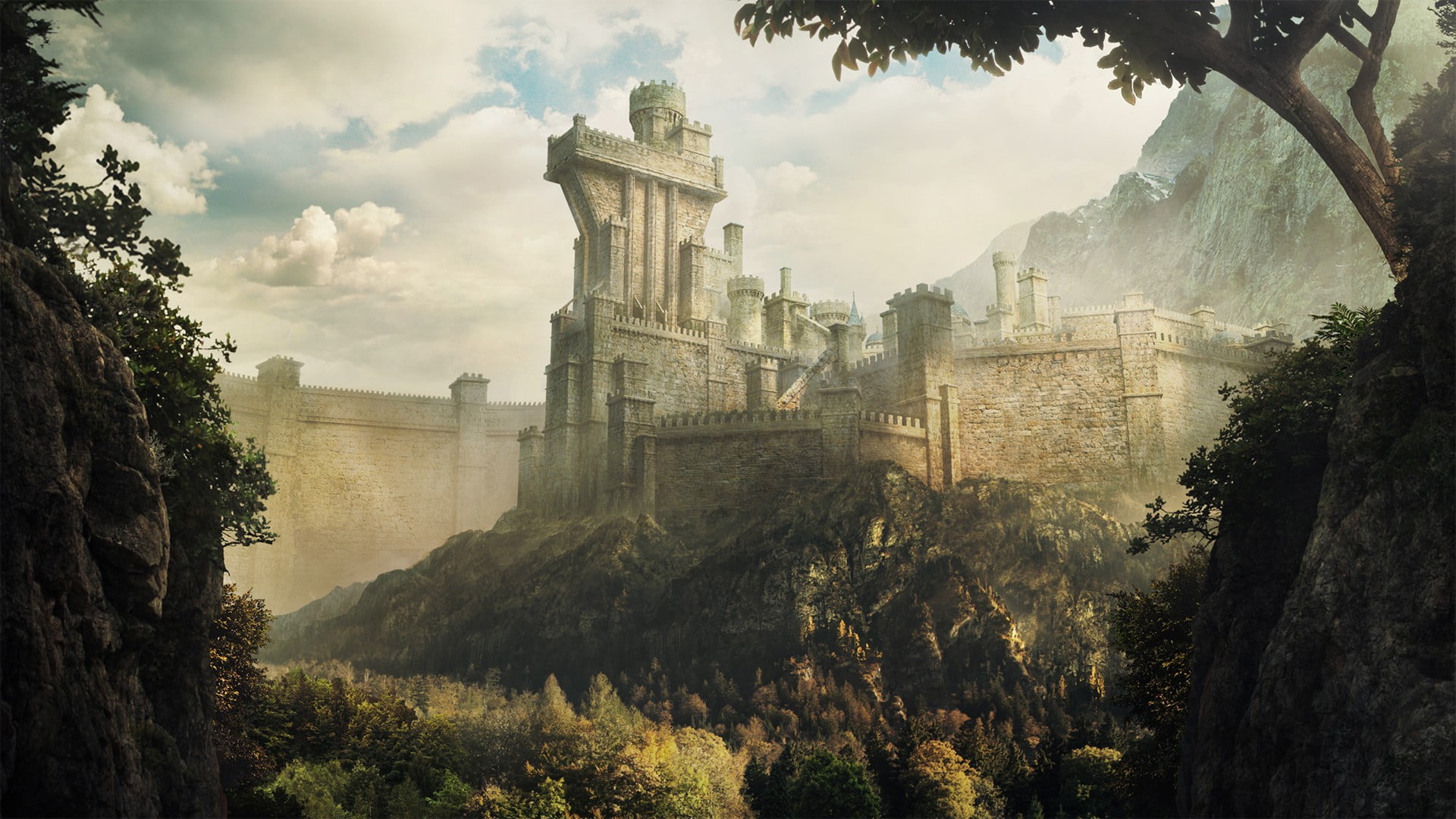 1920x1080 Ruins of a castle graphic wallpaper HD wallpaper