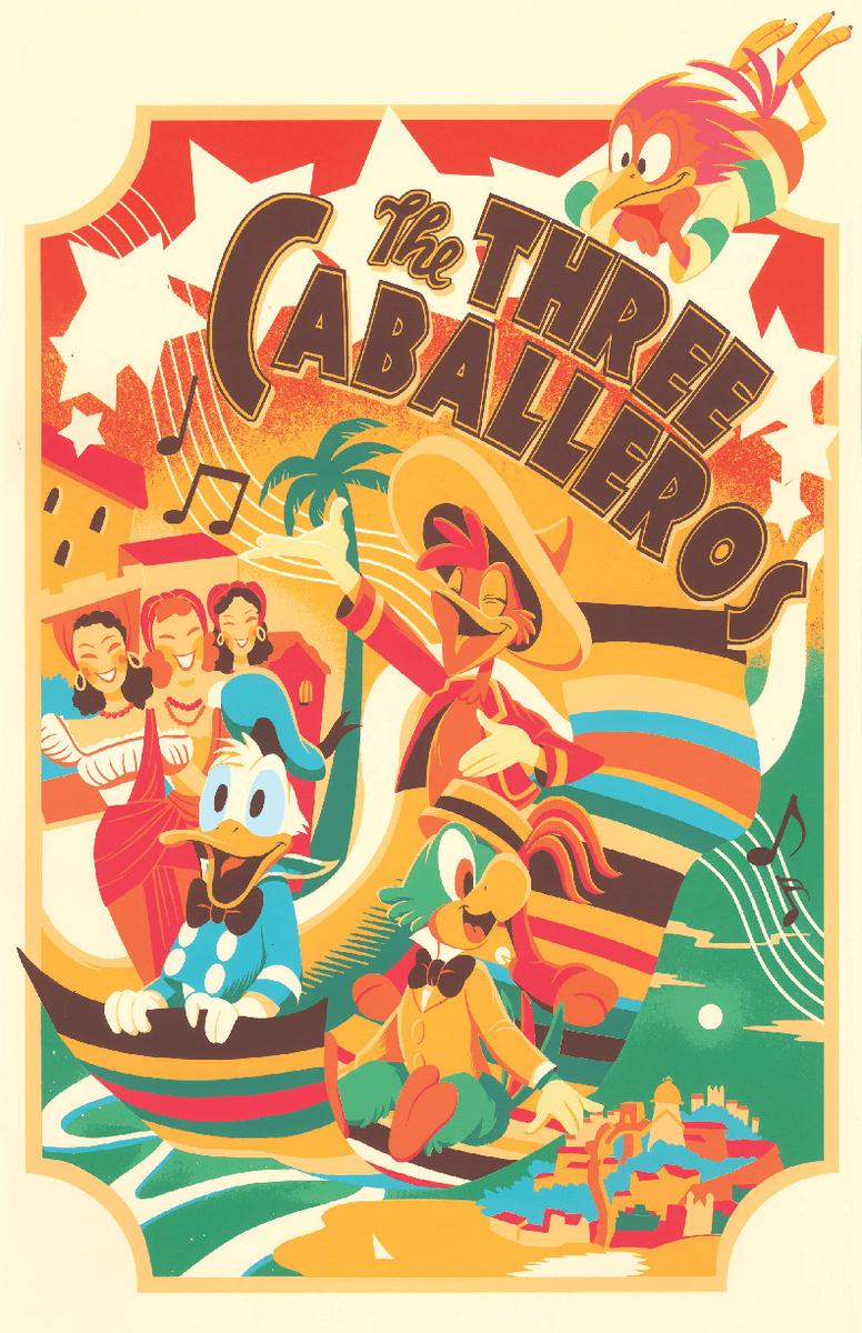 776x1200 Disney World Epcot Mexico Three Caballeros Donald Panchito Jose NON GLOSS Poster