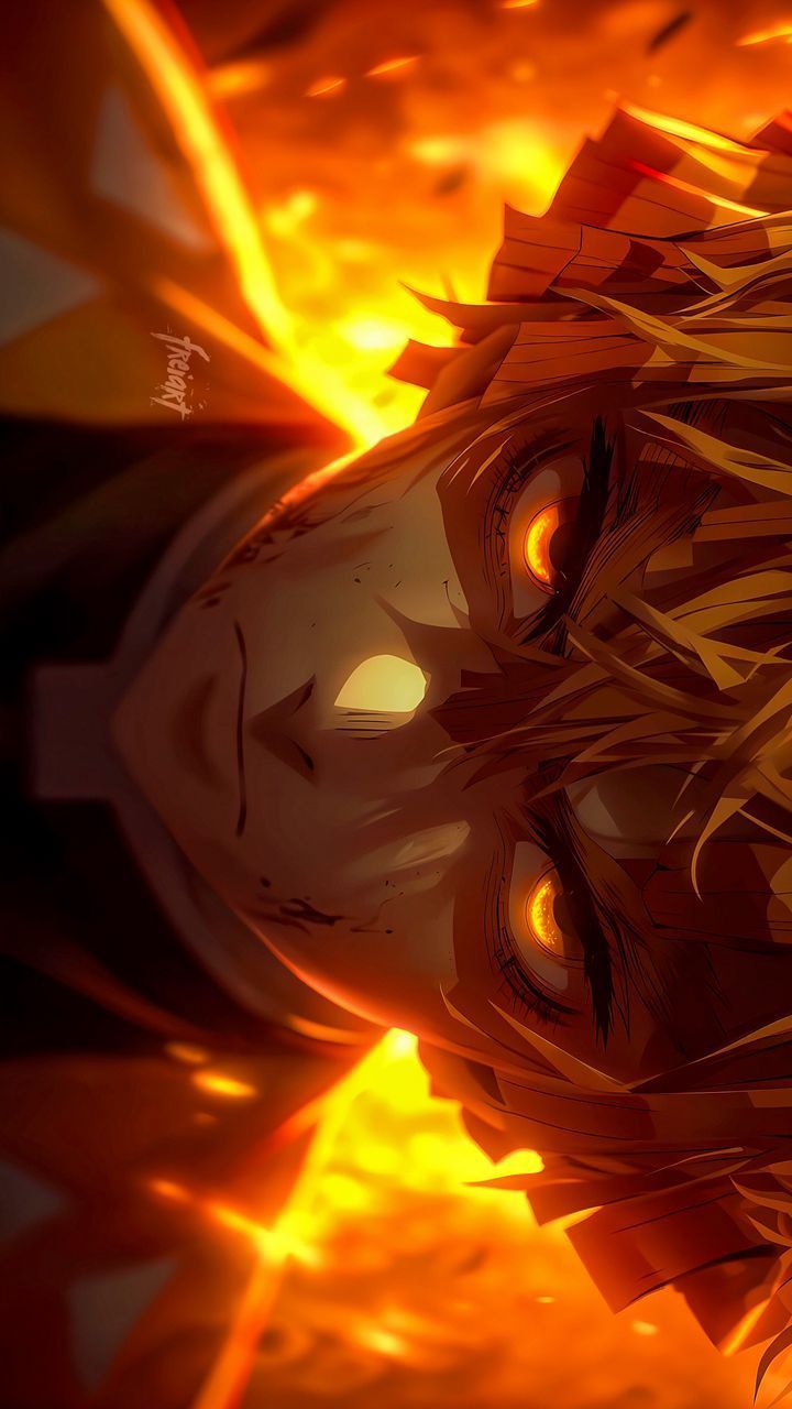 720x1280 Free 4K Wallpaper Zenitsu, Demon Slayer, Anime, Character, Face, Portrait, Fiery, Art By Al Kurdî
