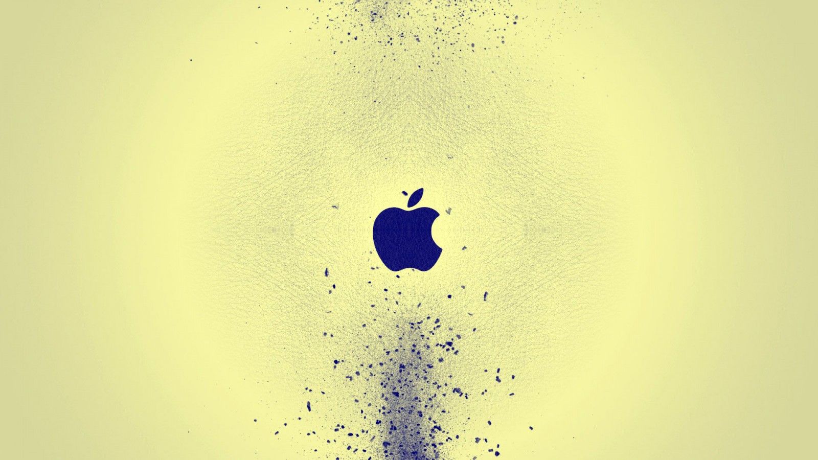 1600x900 Blue Apple In Yellow Background Technology HD MacBook Wallpaper