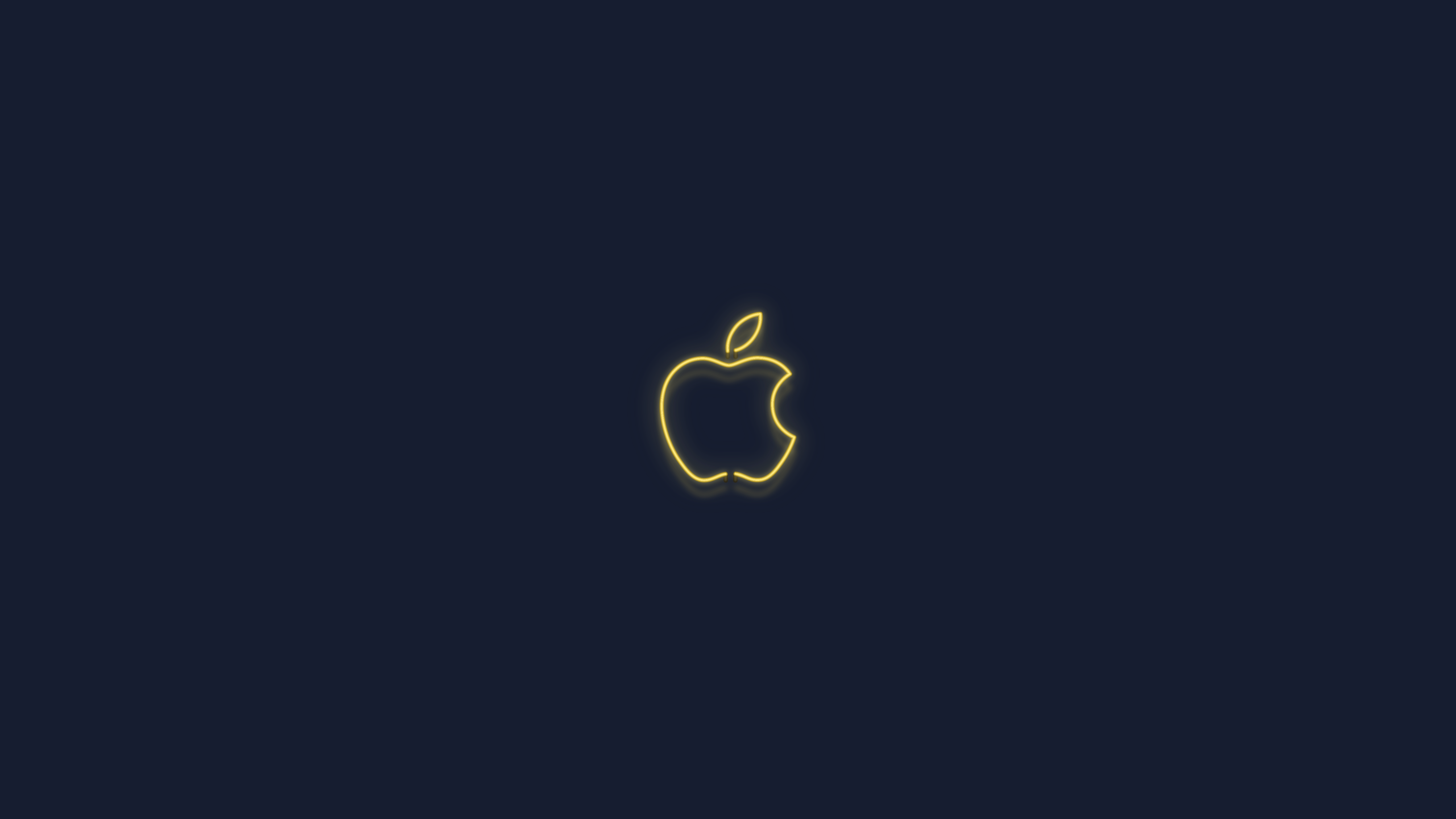 5120x2880 Yellow Apple logo Neon sign 5K Wallpaper
