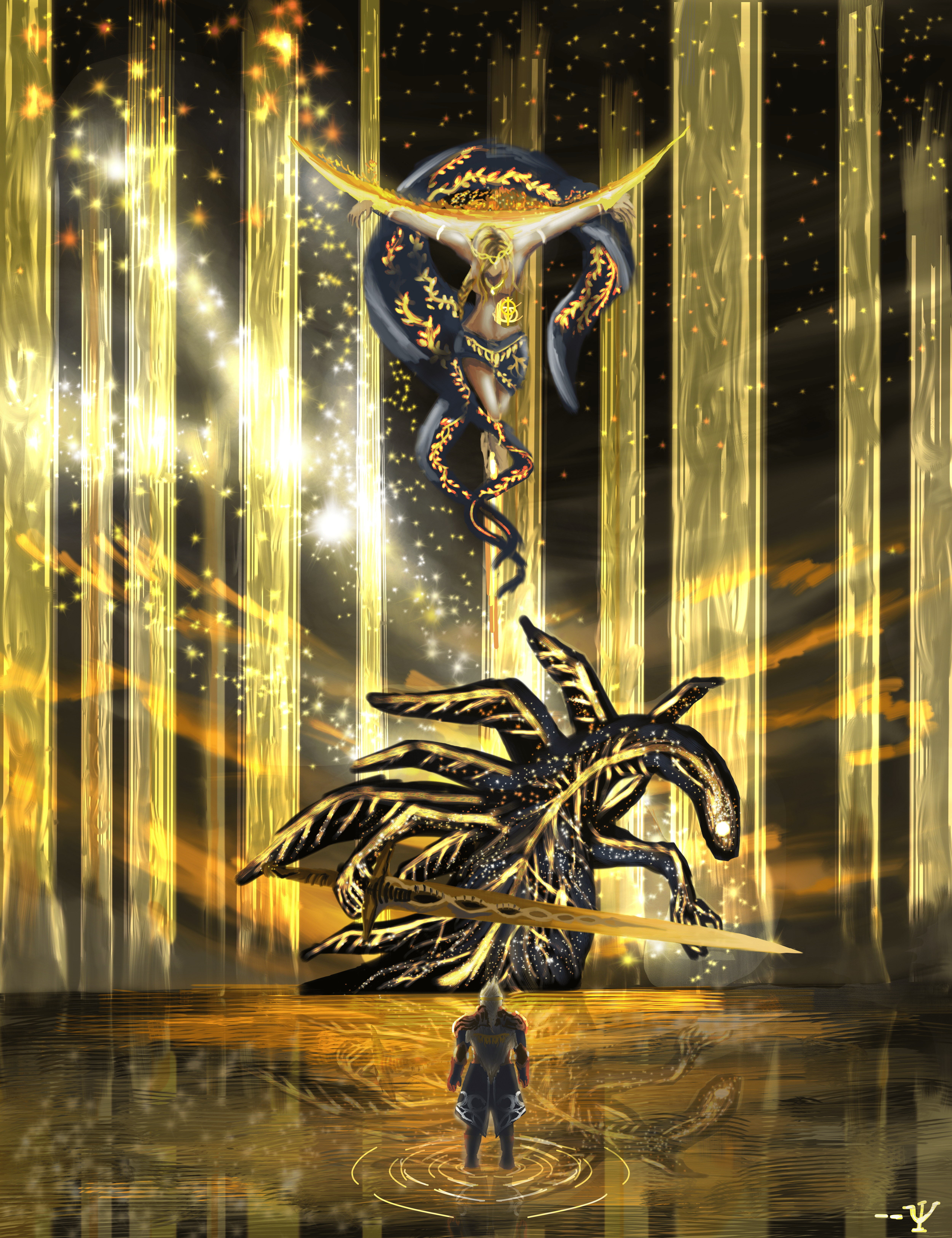 5000x6500 My elden beast fan art. This boss arena and theme were so good I immediately wanted to paint them