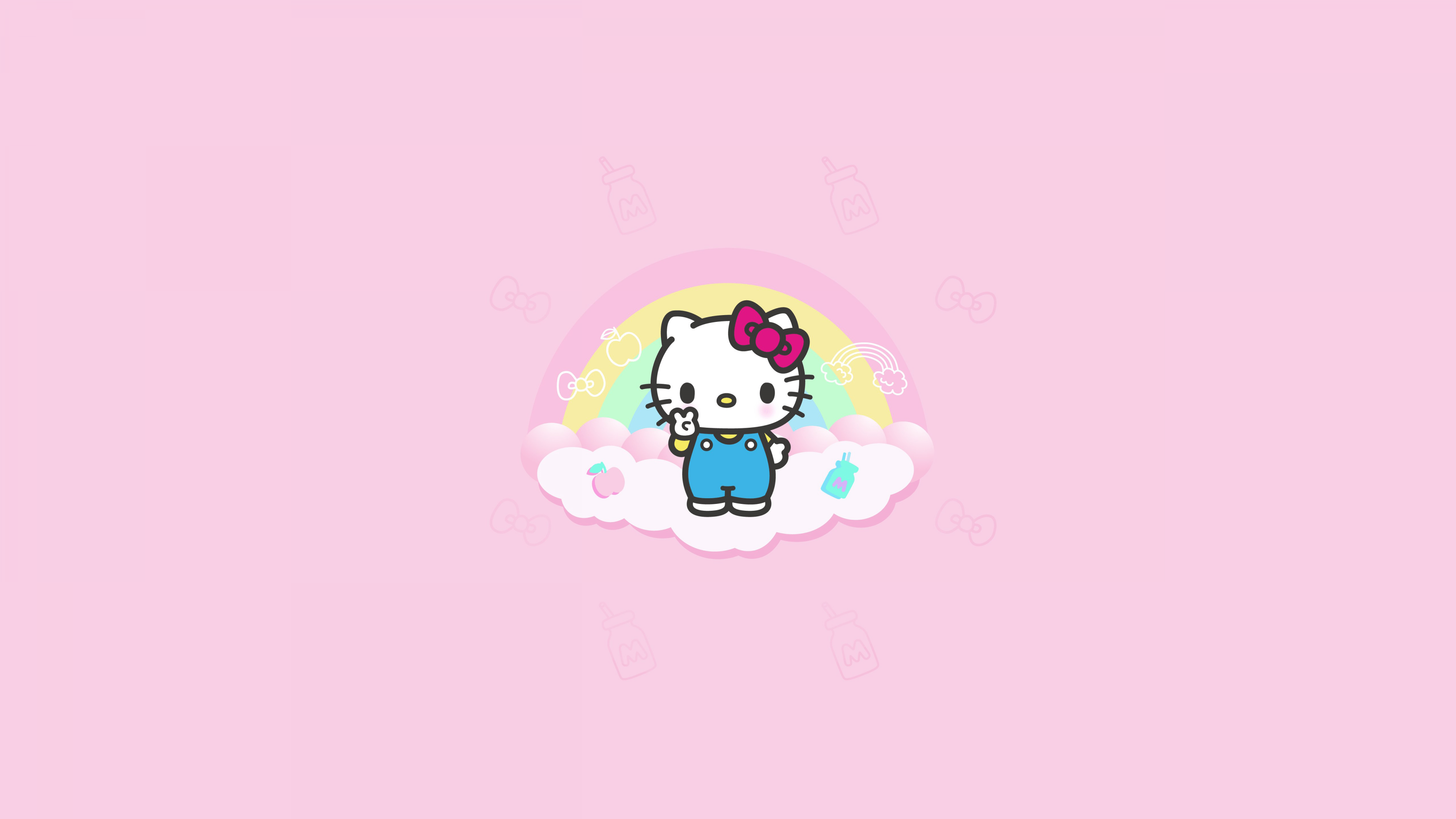 3840x2160 Hello Kitty Wallpaper 4K, Minimalist, Pink background