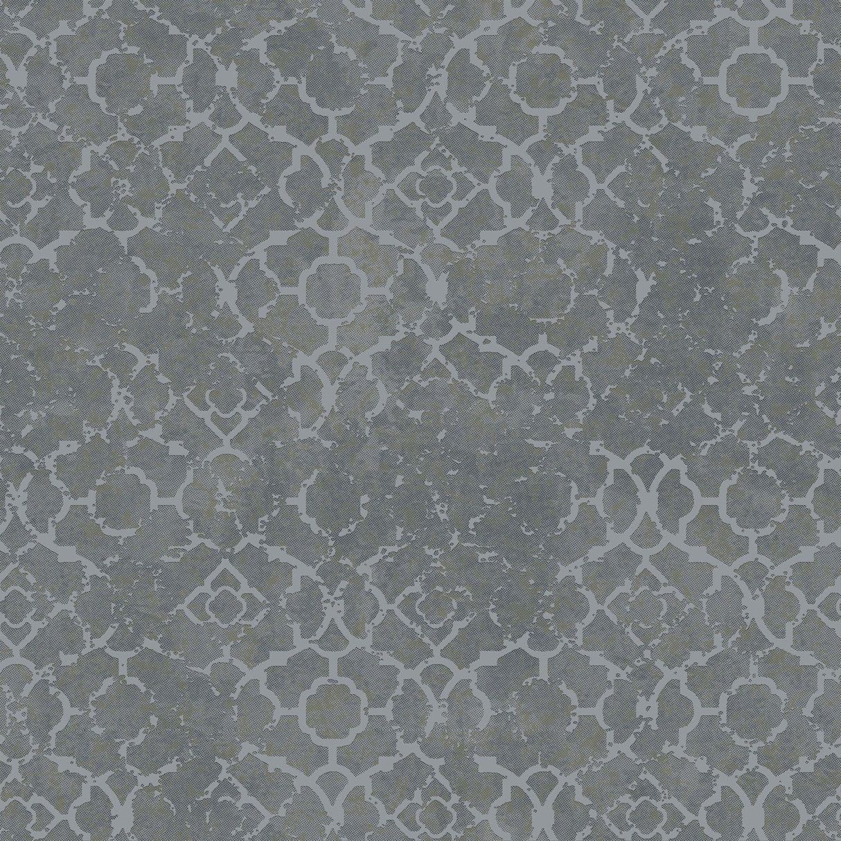 1214x1214 Galerie Aged Quatrefoil Grey and Silver Wallpaper