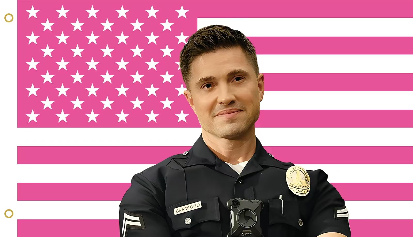 1600x920 MAGJIUKE Tim Bradford American The Rookie Flag Wall Tapestry, Pink Eric Winter Wall Hanging Decor for Bedroom, 3x5 Ft : Tim Bradford: Home & Kitchen