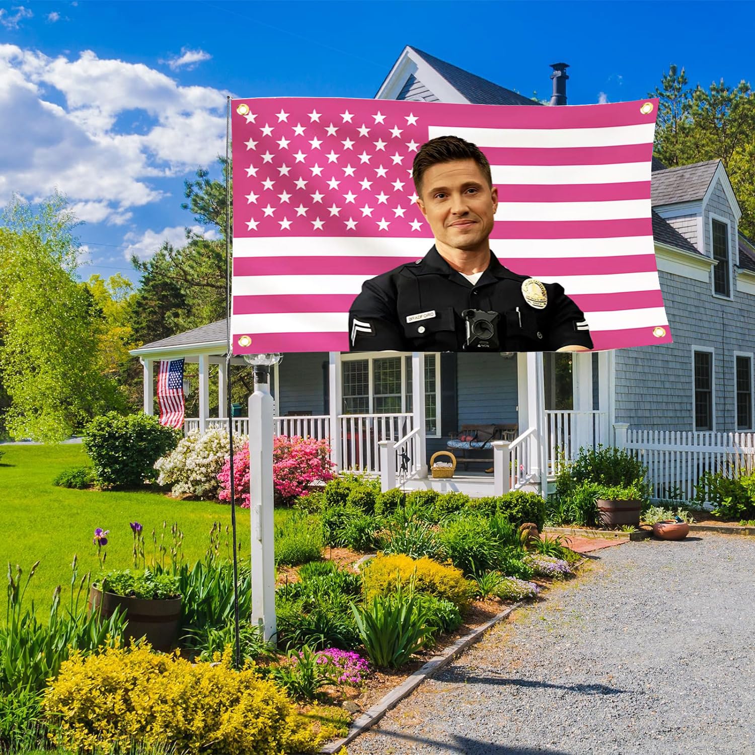 1500x1500 Amazon.com : Tim Bradford Flags 3x5Ft, eric flag winter American pink Tapestry, With 4 Brass Grommets, For College Dorm Room Decor, Outdoor Parties, Tailgates Yard, Room Decoration : Home & Kitchen