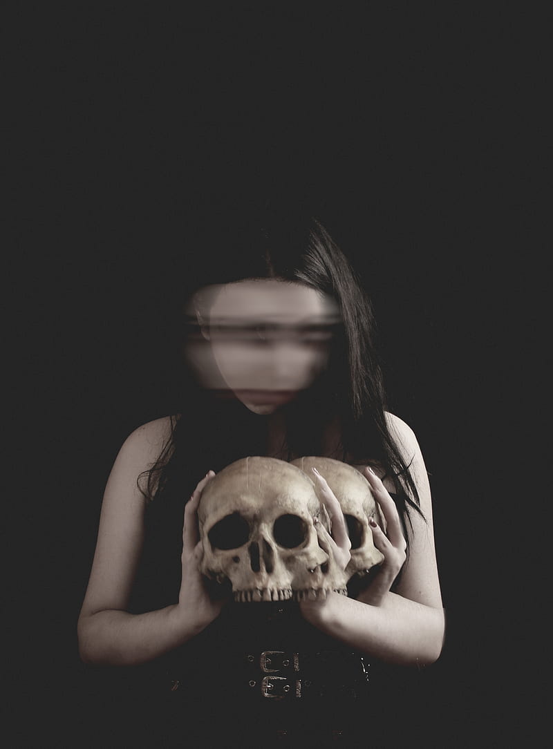 800x1084 Gothic, women, motion blur, skull, goths, frontal view, HD phone wallpaper