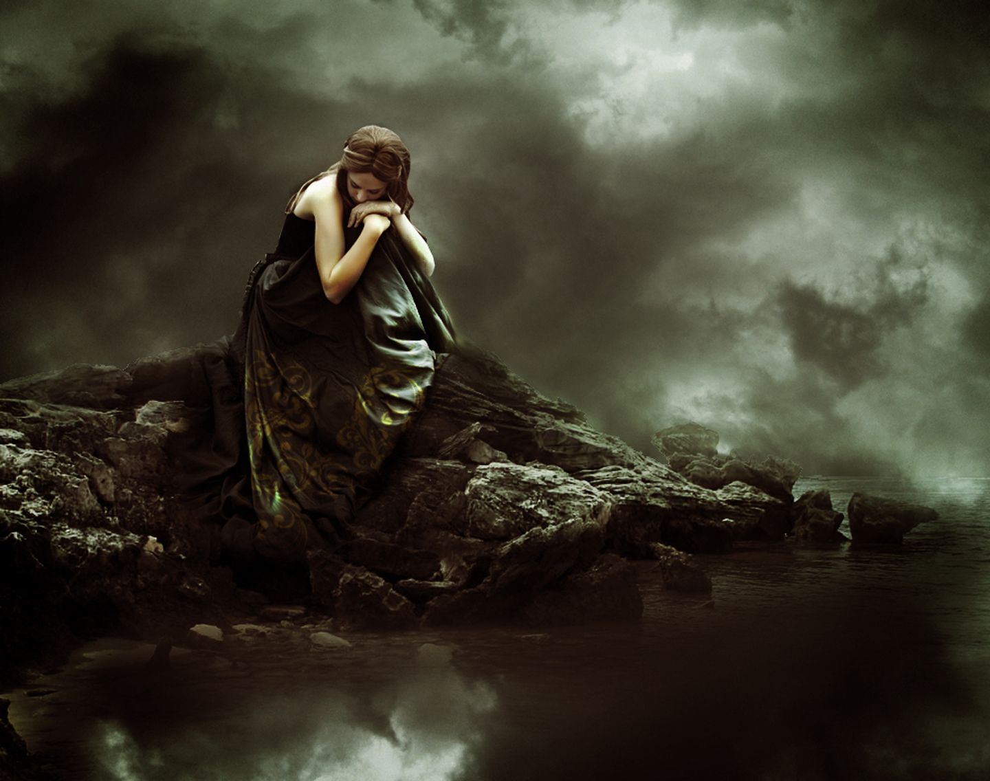 1440x1136 Goth Girl Desktop Wallpaper