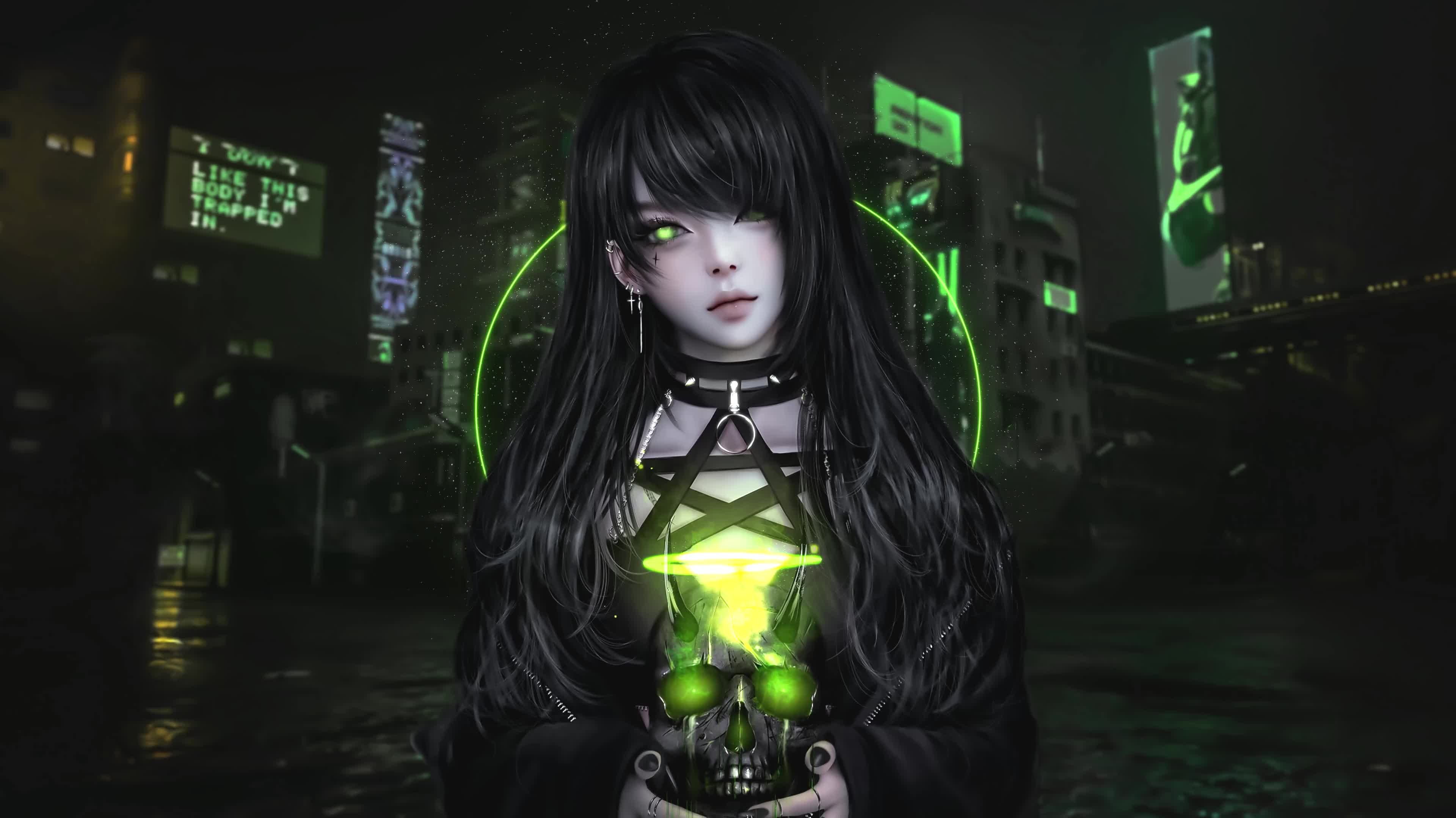 3840x2160 Goth Girl 4k Wallpaper