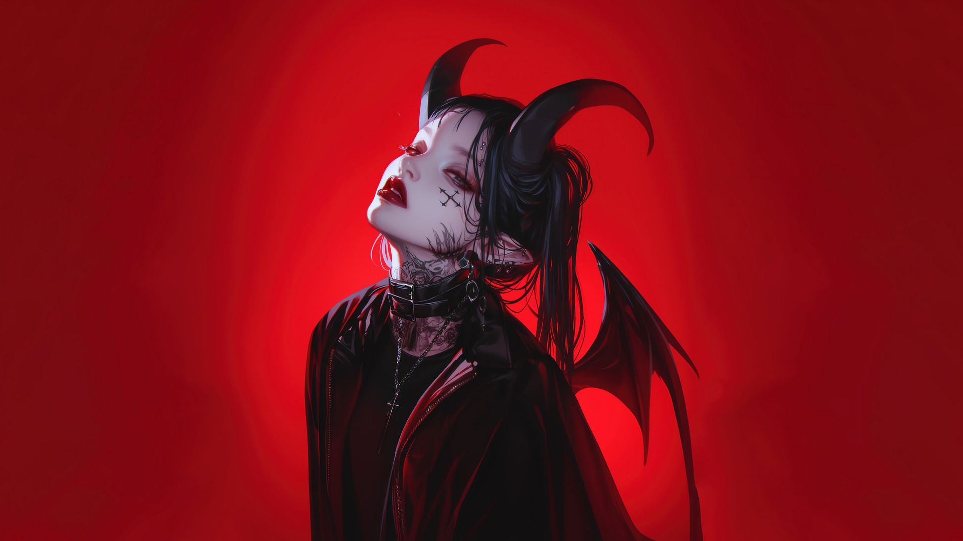 1920x1080 Demon Gothic Anime Girl Horn Wings Wallpaper 4K 8K HD PC a