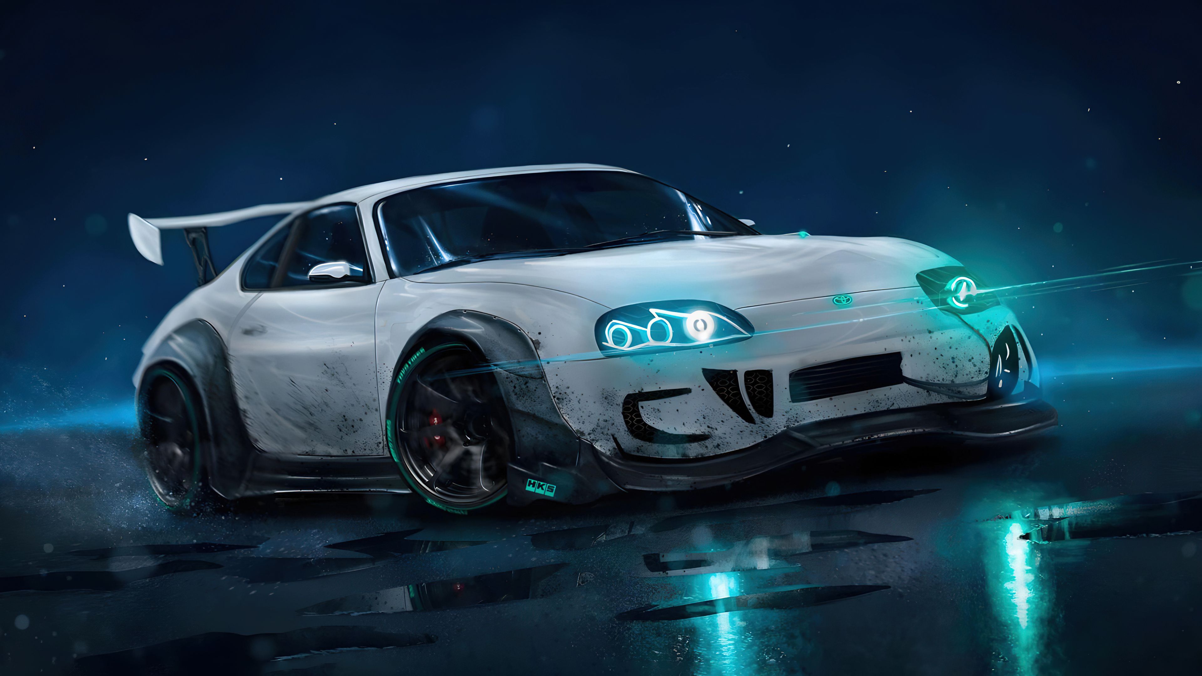 3840x2160 Neon Wallpaper 4K, Toyota Supra Mk Sports cars
