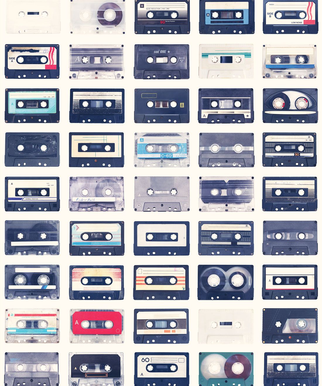 1100x1318 Mixed Tapes Wallpaper • Funky Retro Wallpaper