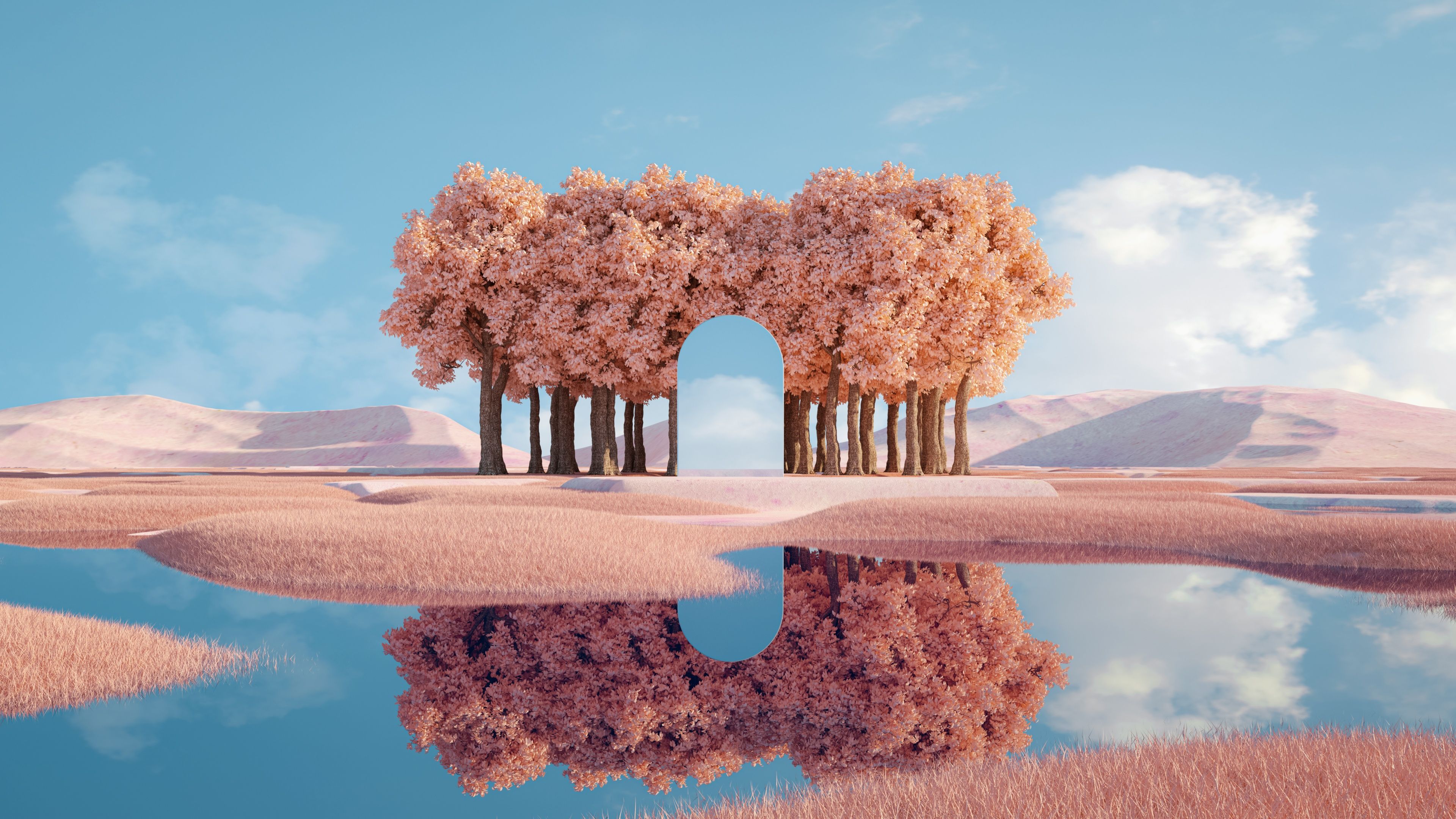 3840x2160 Mysterious Wallpaper 4K, Glass, Reflection, Landscape
