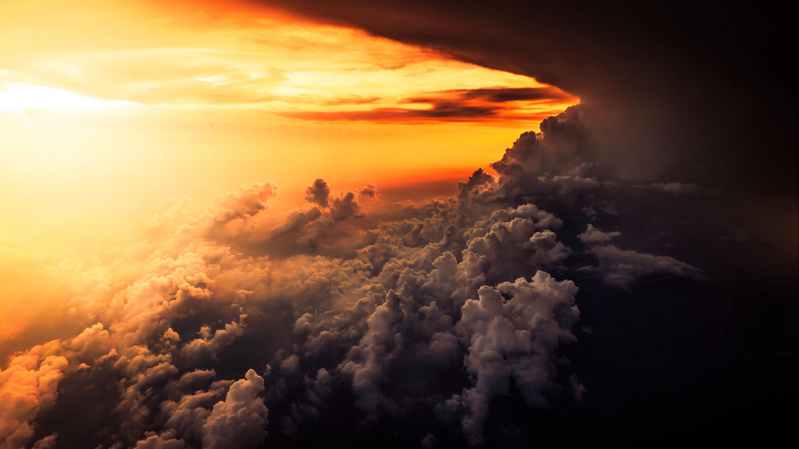 2560x1440 Download wallpaper 2560x1440 clouds, overcast, sky, sunset, porous widescreen 16:9 HD background