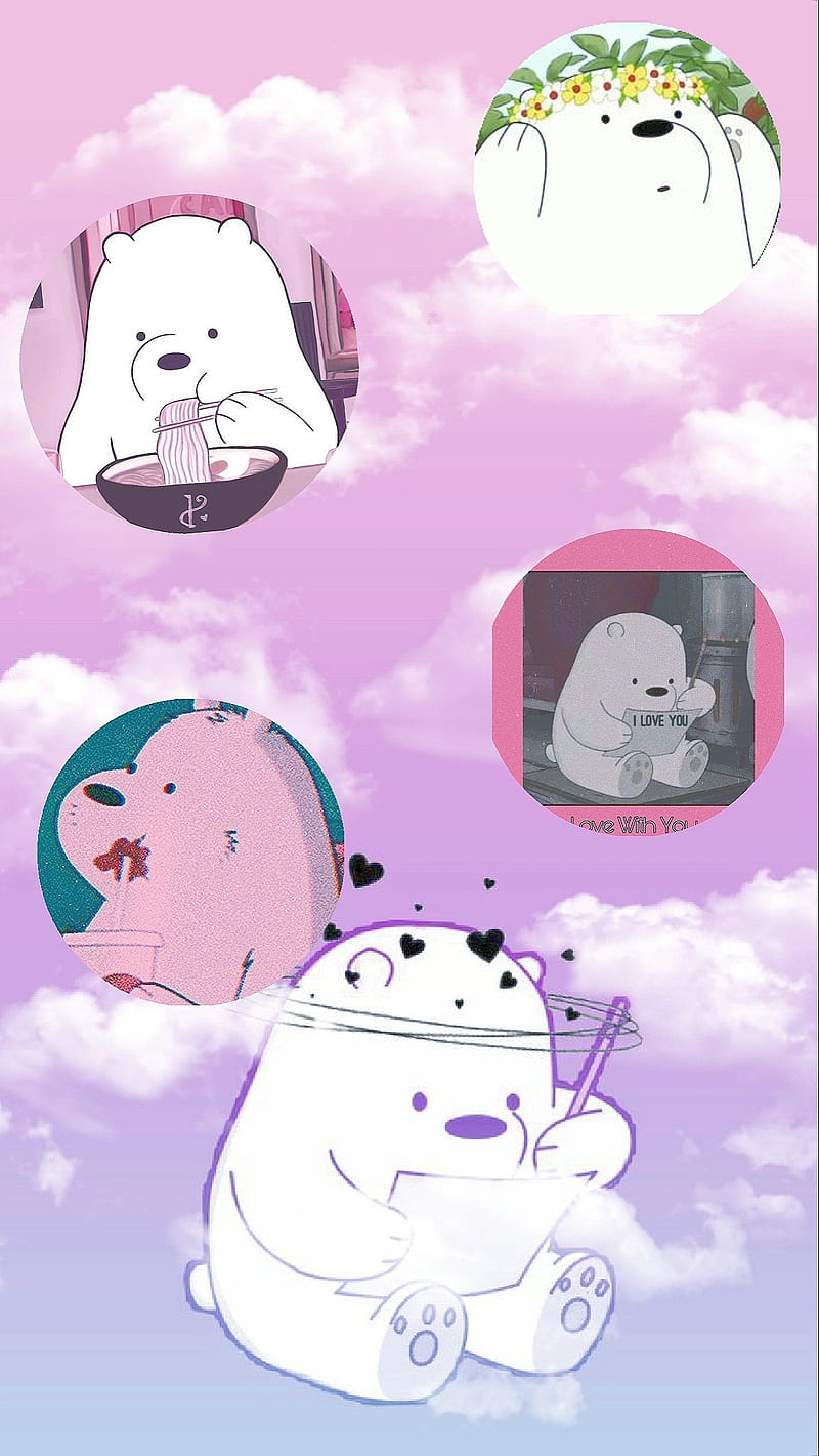 800x1421 Ice bear aesthetic, clouds, ice bear, purple, HD phone wallpaper