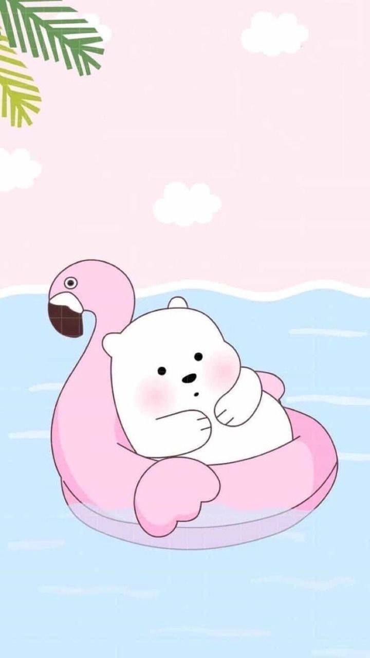 720x1280 Ice Bear We Bare Bears Flamingo Floater Wallpaper