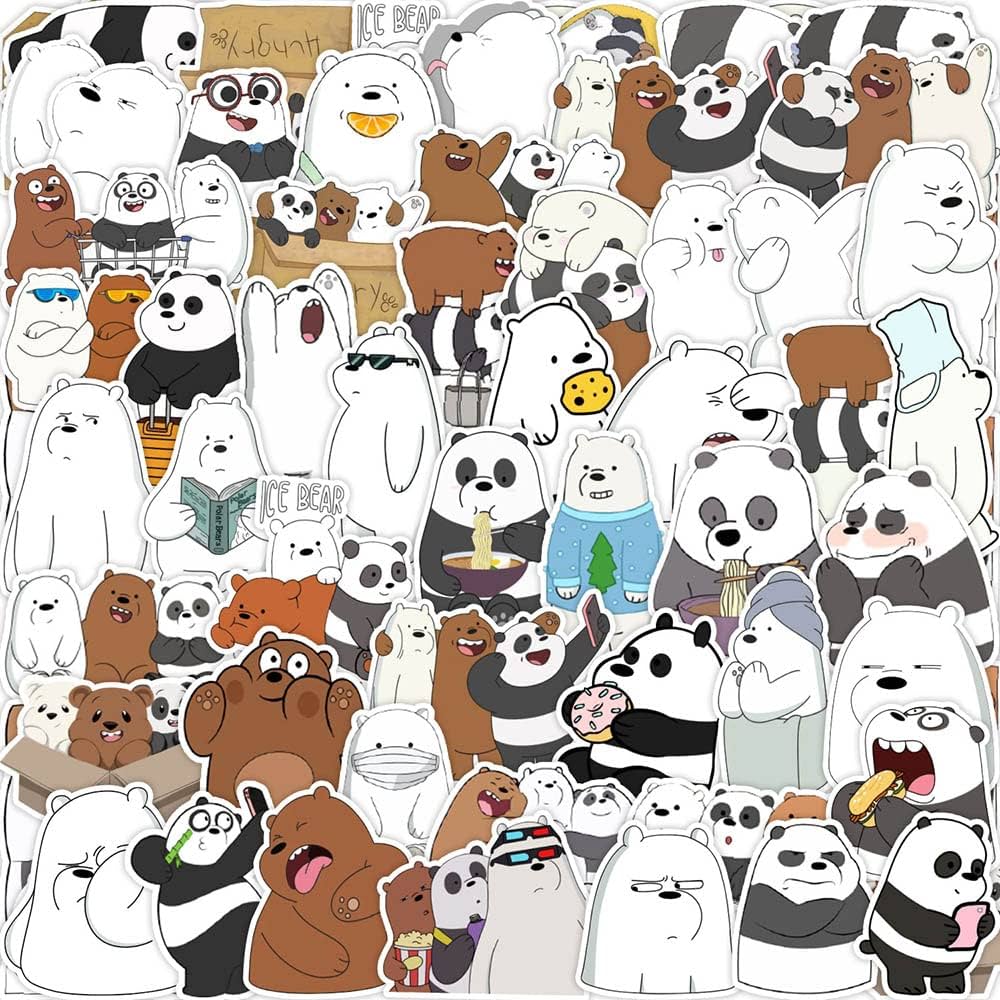 1000x1000 Pcs Stickers of Three Little Bears, Lovely Cute Animal Panda Brown Bear Polar Bear Sticker for Kids Boys Girls Adult, Durable Aesthetic Pink Pet Decals for Laptop Water Bottle Bicycle Skateboard