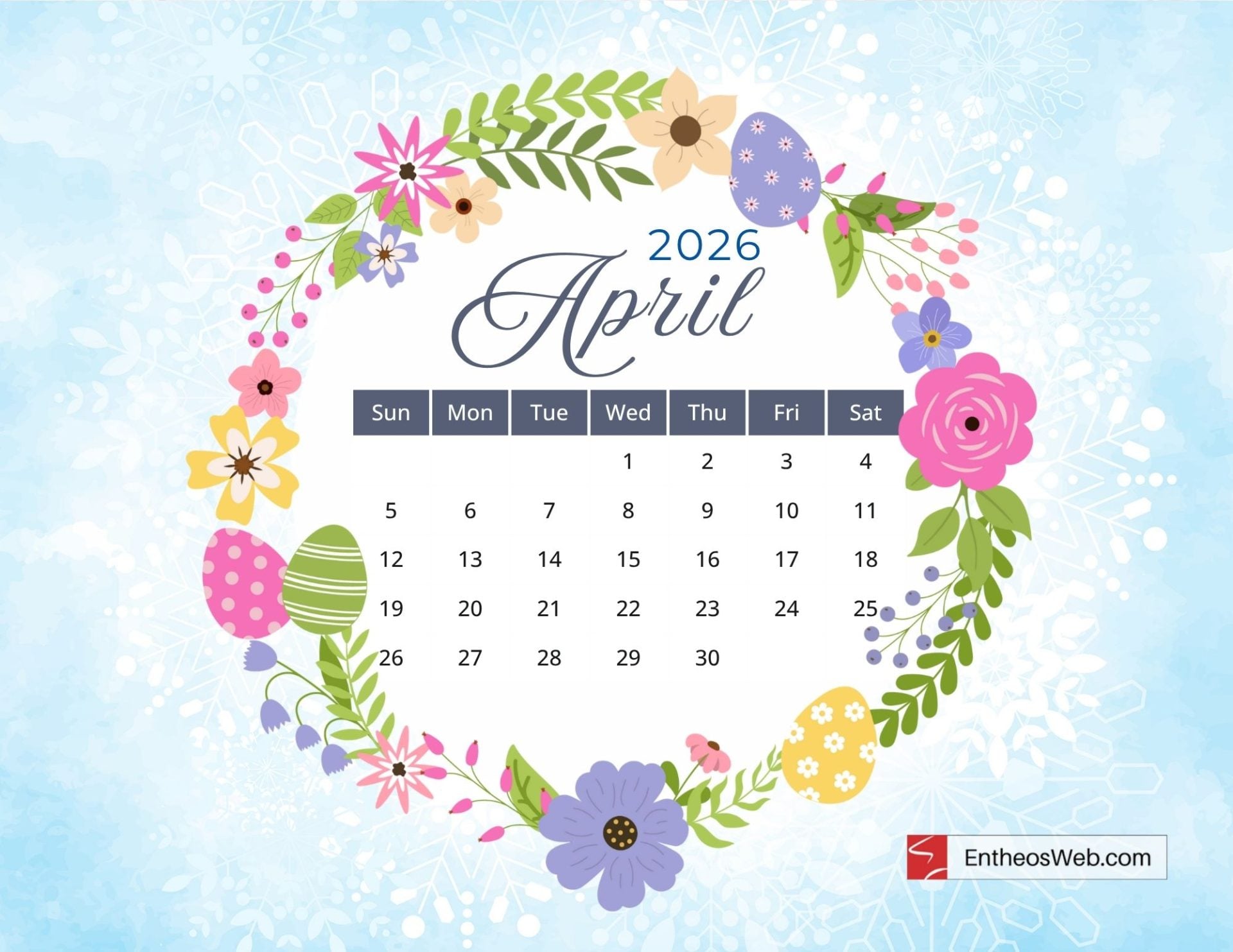 1920x1483 April 2026 Calendar Wallpaper