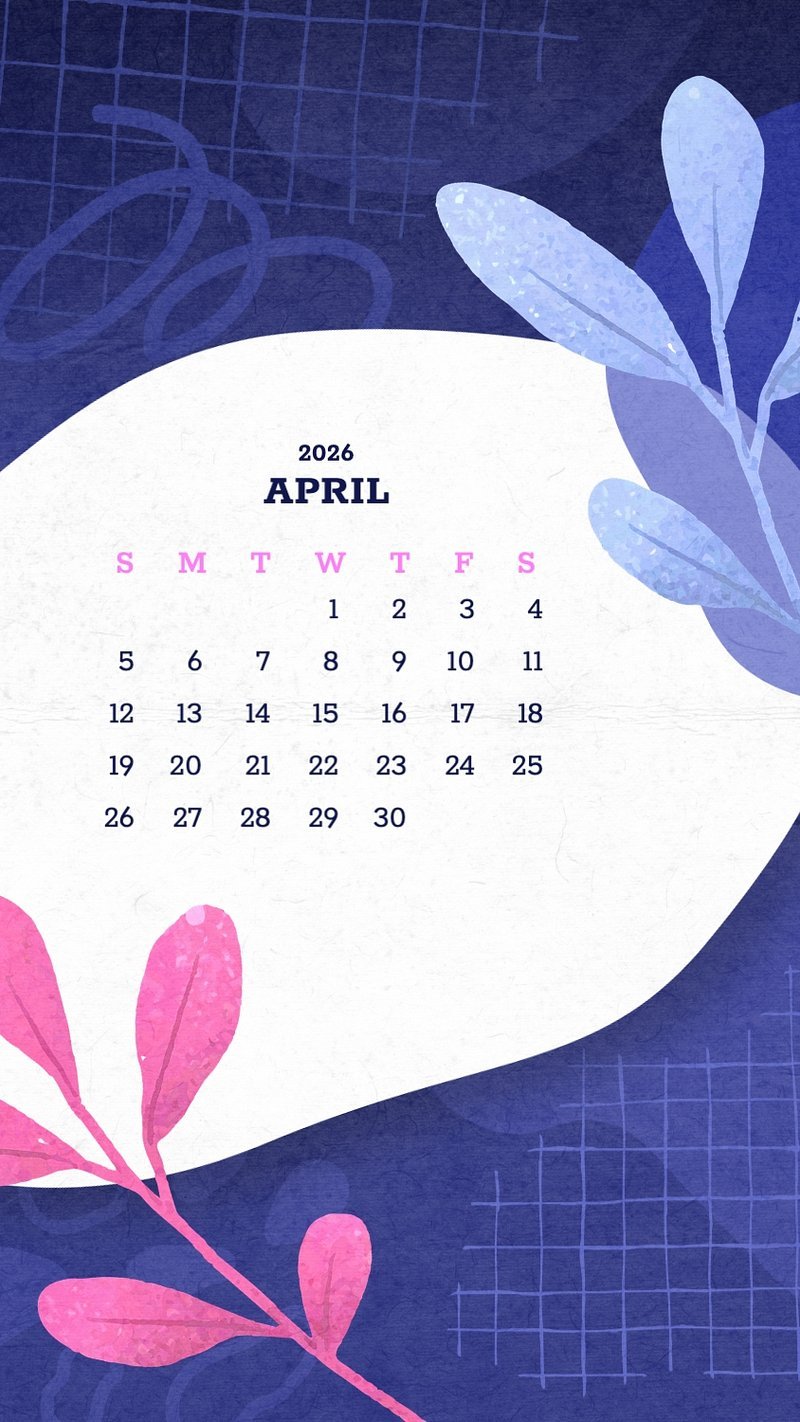 800x1422 April 2025 calendar mobile wallpaper. Free Vector Template