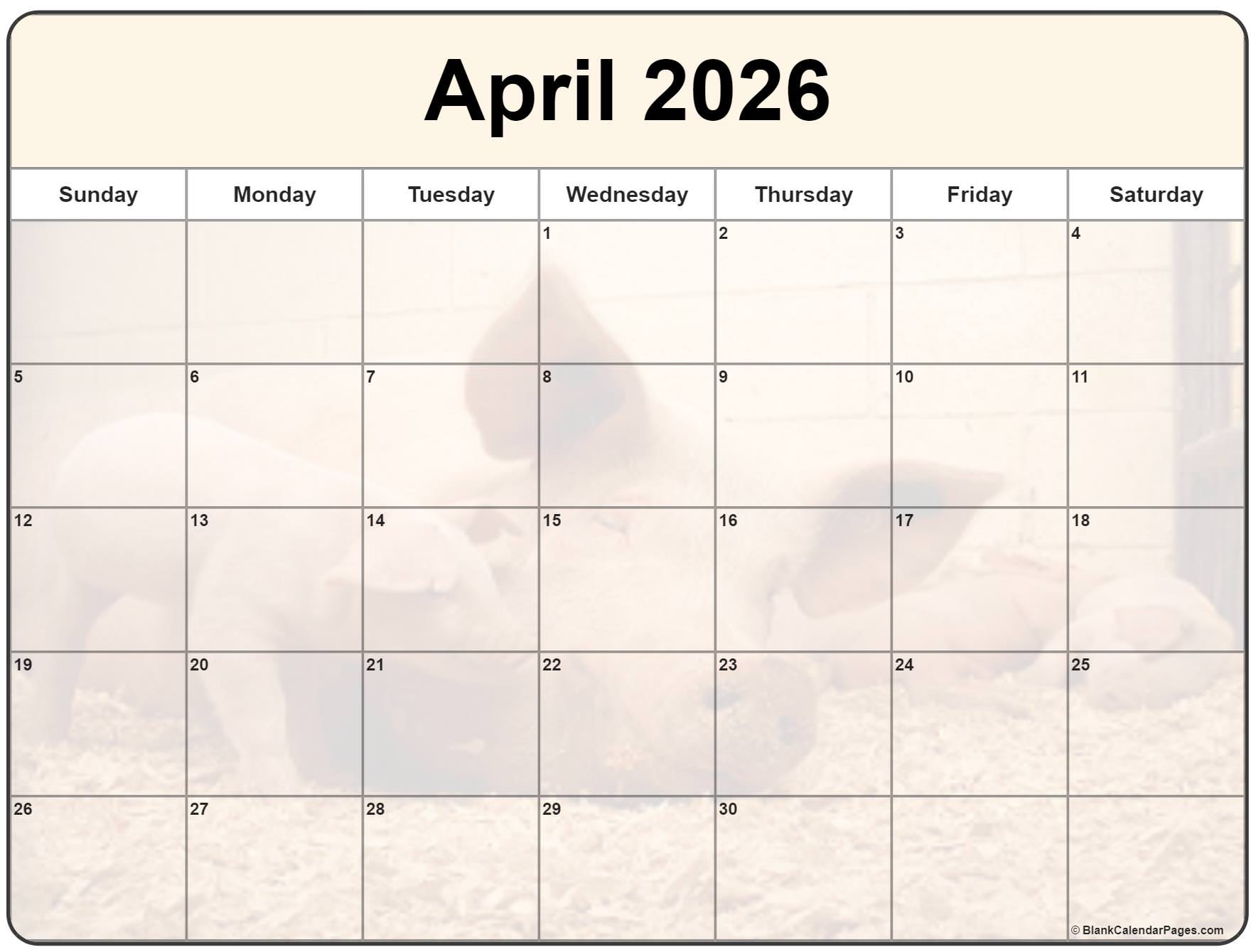 1767x1339 Collection of April 2026 photo calendars with image filters