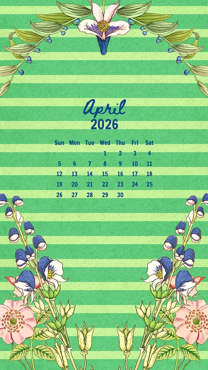 800x1422 April 2021 Calendar Image Wallpaper