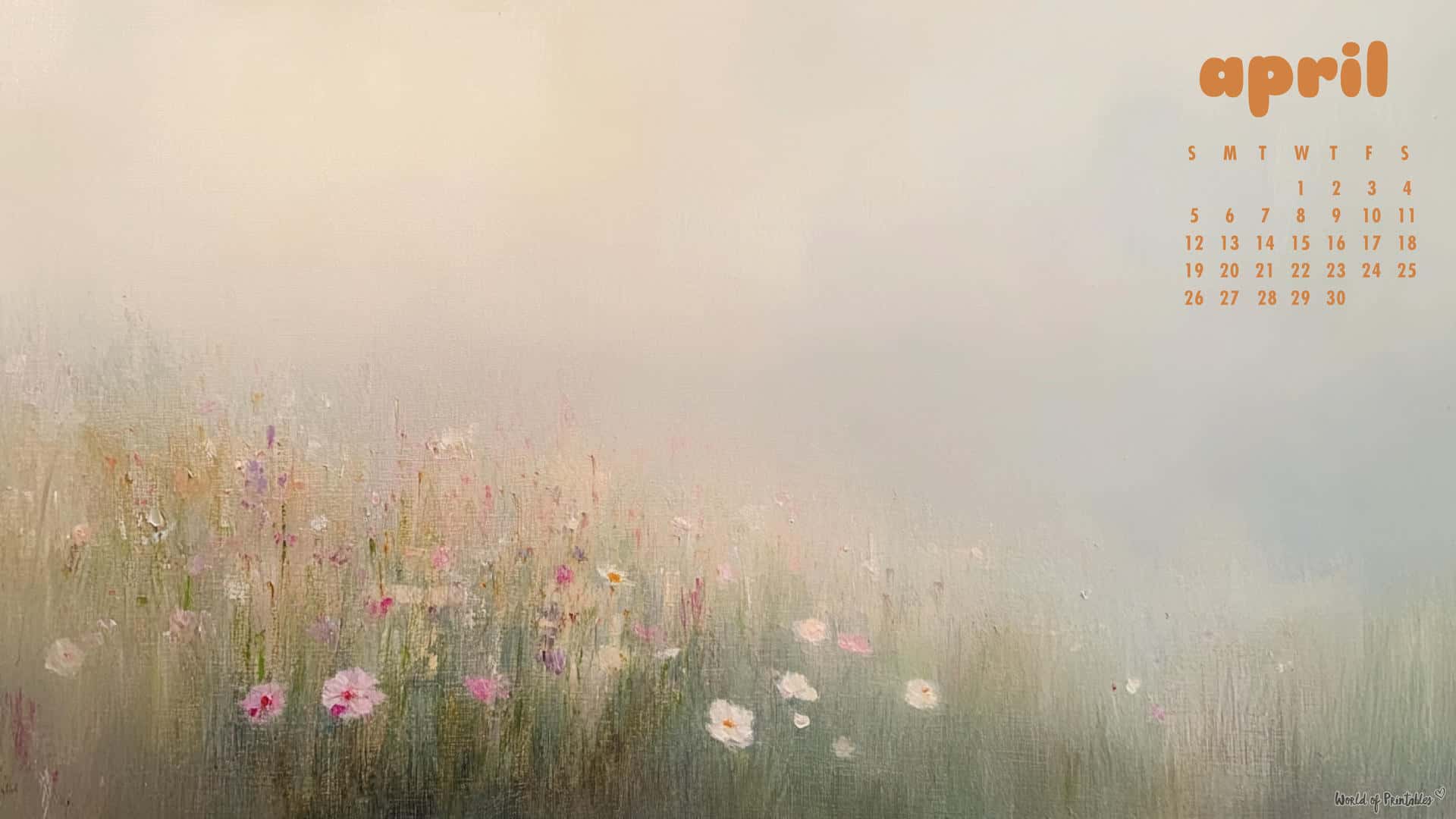 1920x1080 April Calendar Wallpaper. Free Desktop & Phone April Background