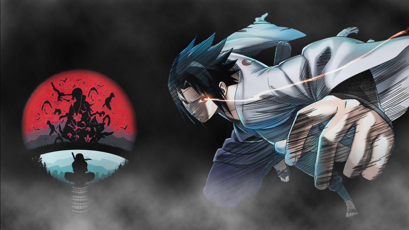 1366x768 Sasuke Uchiha Uchiha Clan HD Naruto Wallpaper
