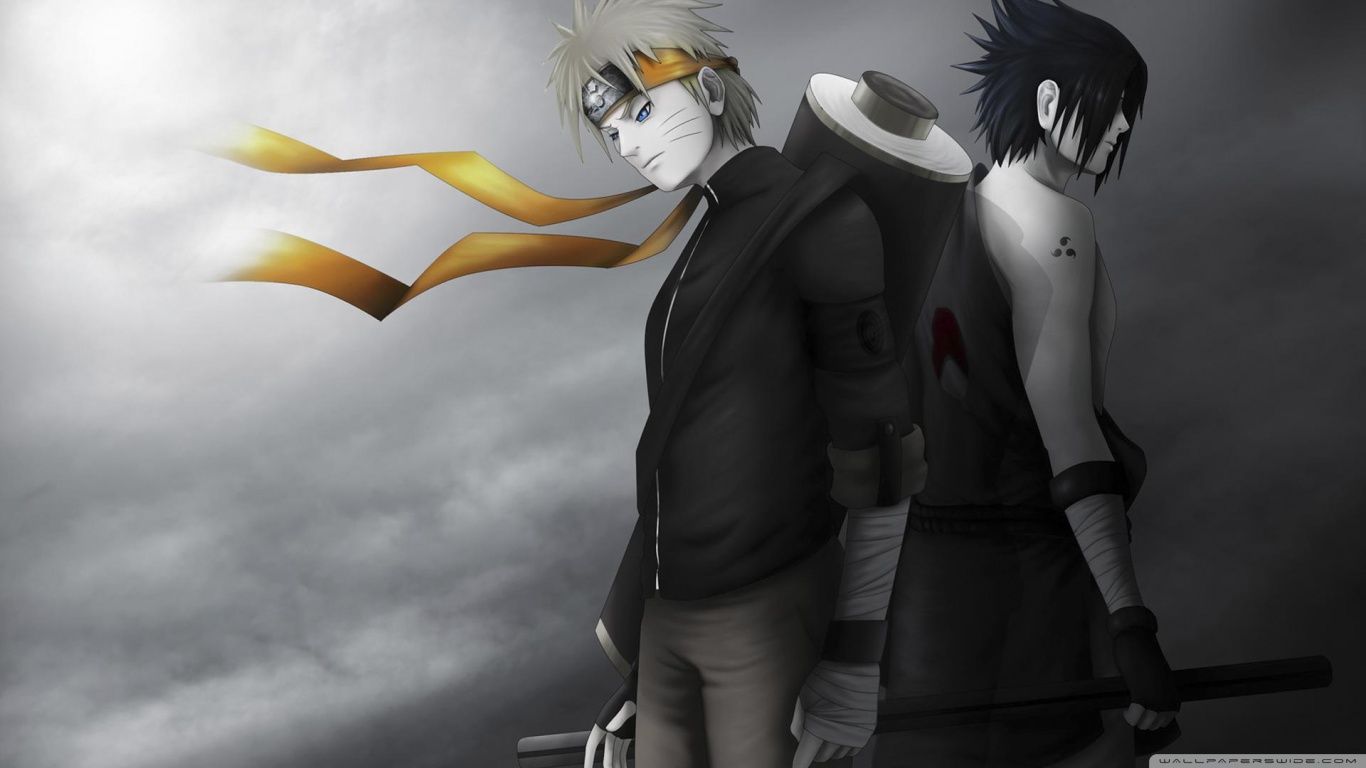 1366x768 Naruto Sasuke Shippuden Black and White HD Wallpaper 4K UHD Wallpaper for UltraHD Desktop and TV