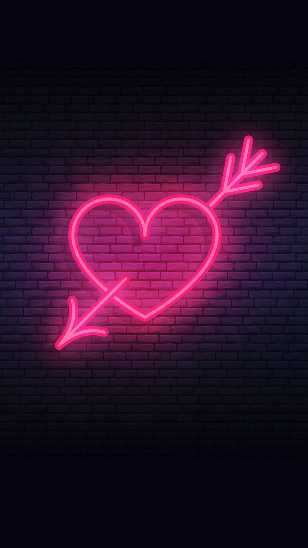 1080x1920 Download Neon Pink Arrow Heart Wallpaper