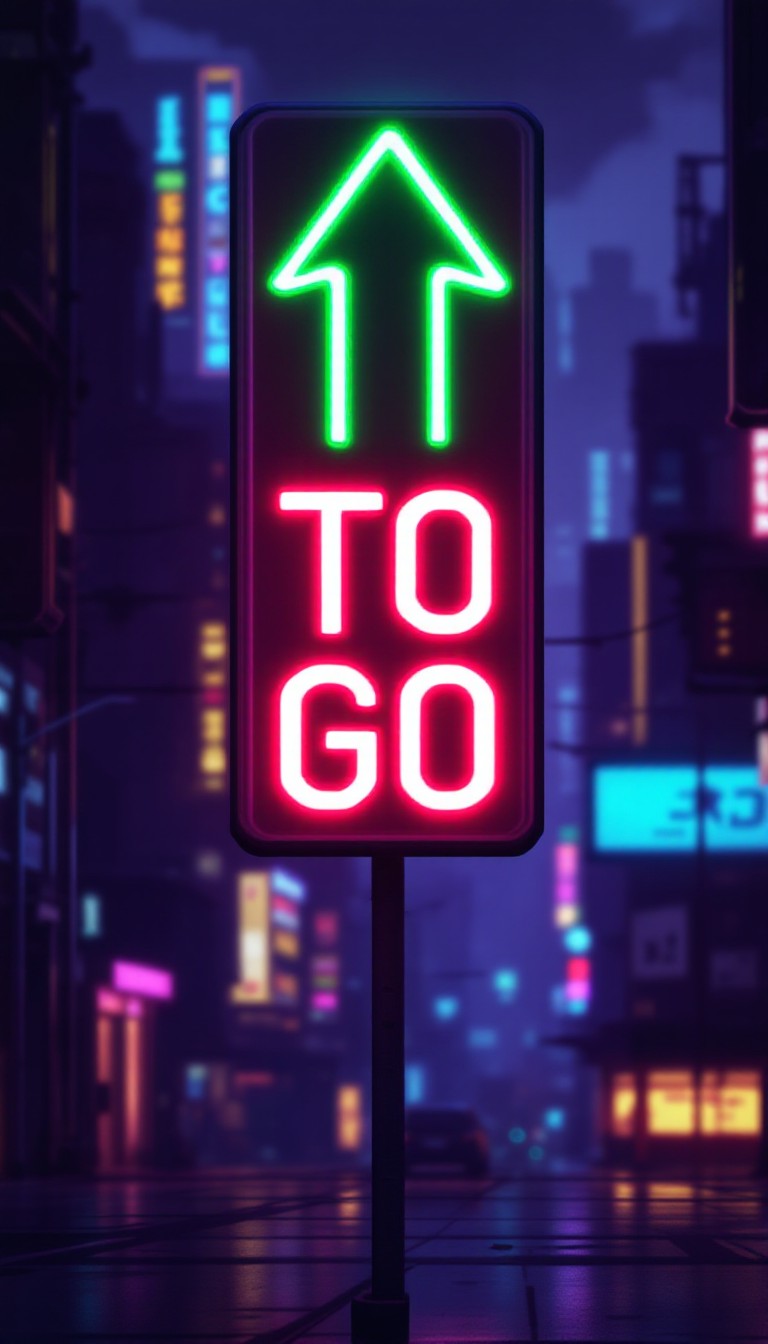 768x1344 Free Neon Arrow Glows Image, Cyberpunk, Pixel